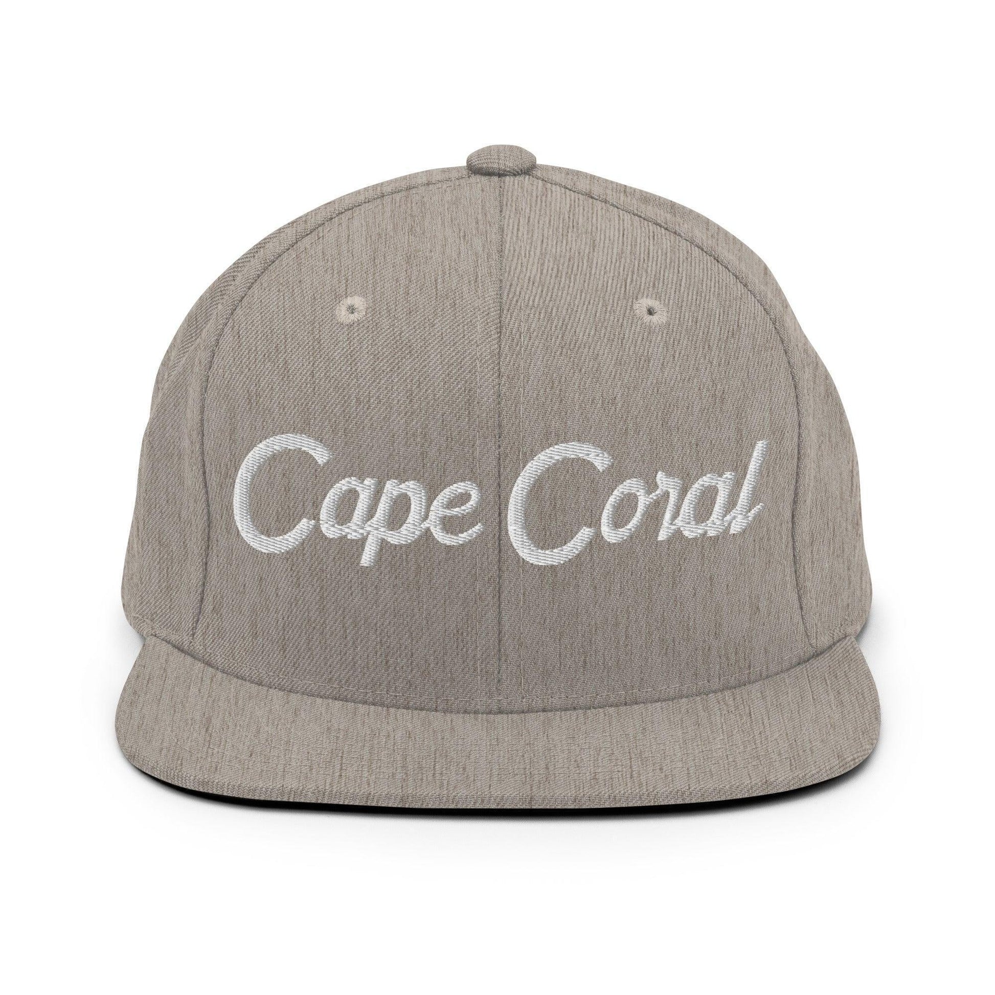 Cape Coral Script Snapback Hat Heather Grey