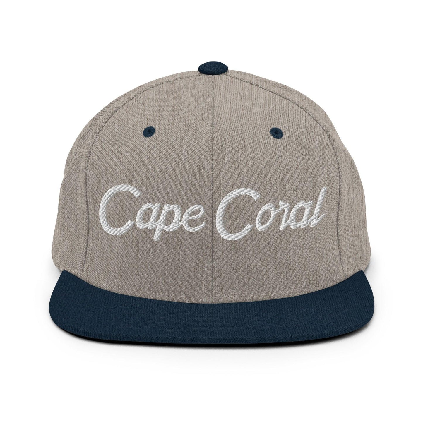 Cape Coral Script Snapback Hat Heather Grey/ Navy