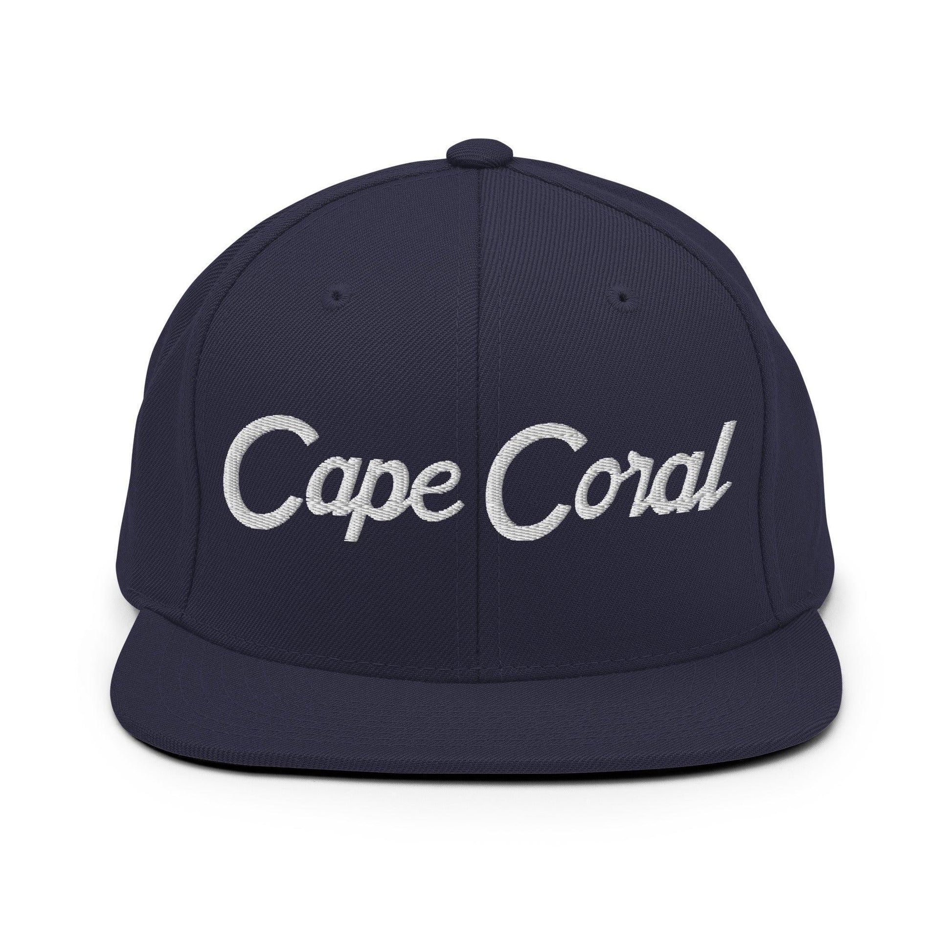 Cape Coral Script Snapback Hat Navy