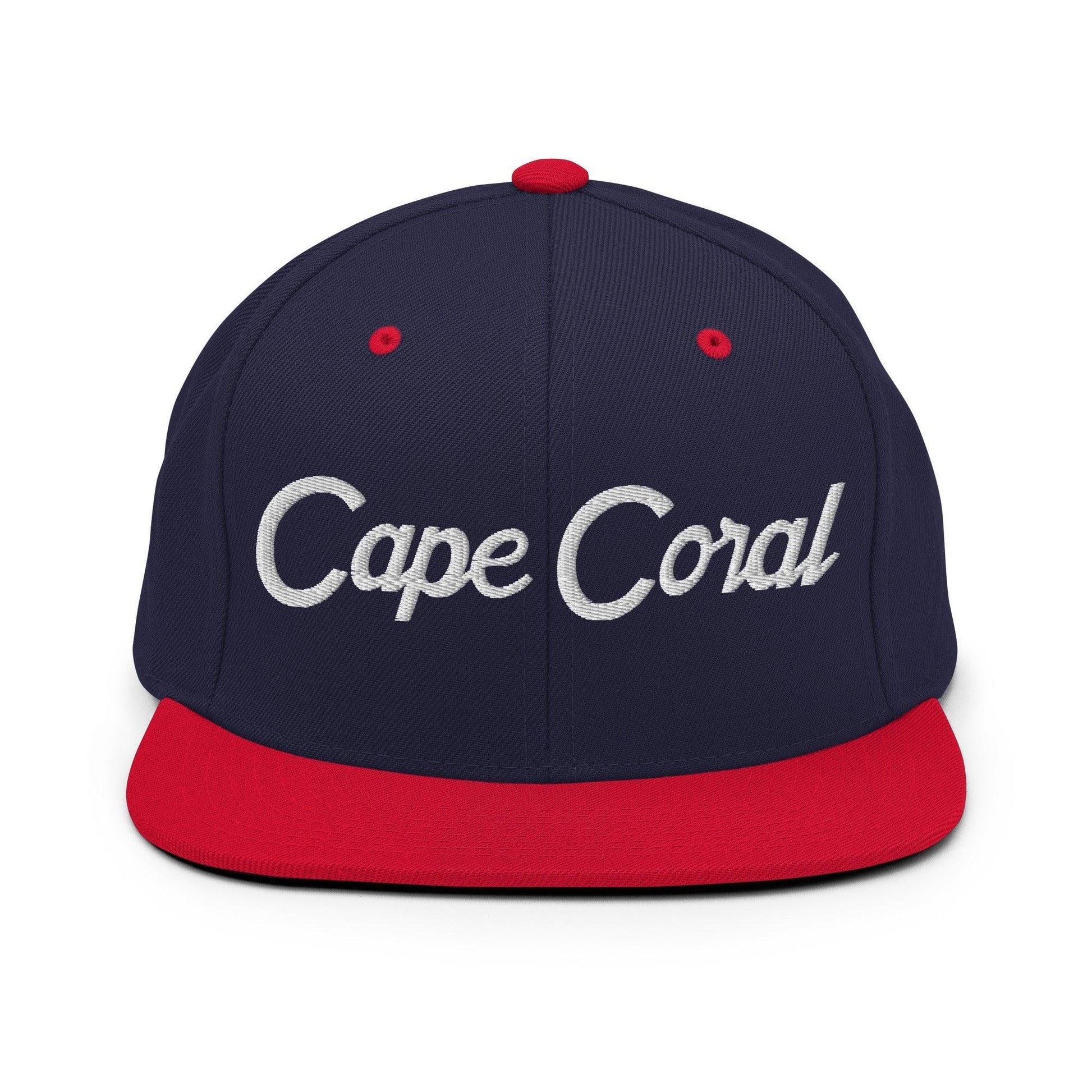 Cape Coral Script Snapback Hat Navy/ Red