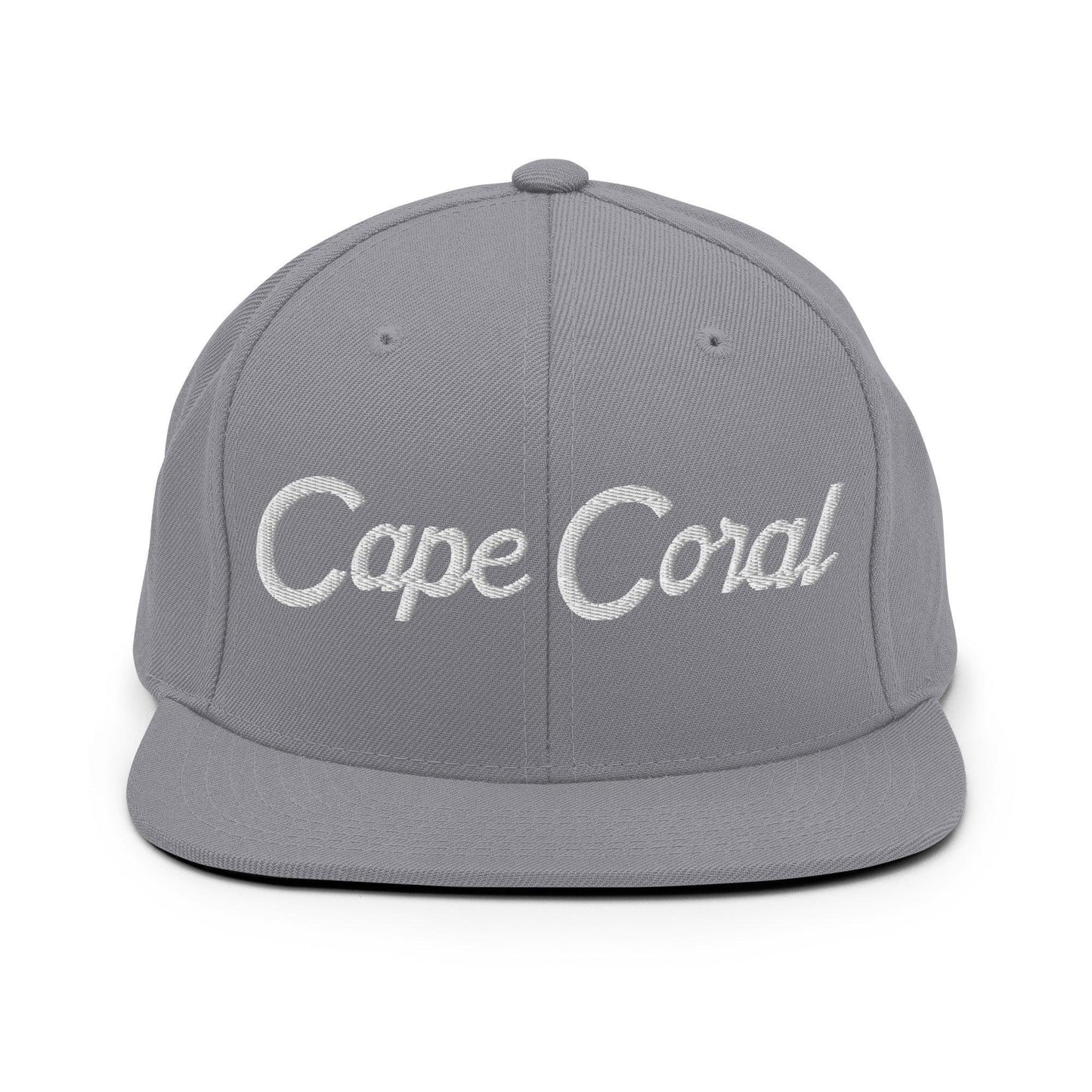 Cape Coral Script Snapback Hat Silver