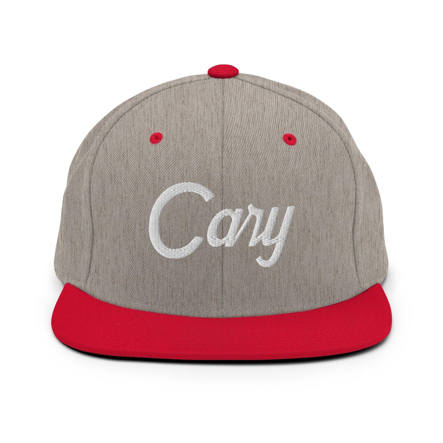 Cary Script Snapback Hat Heather Grey/ Red
