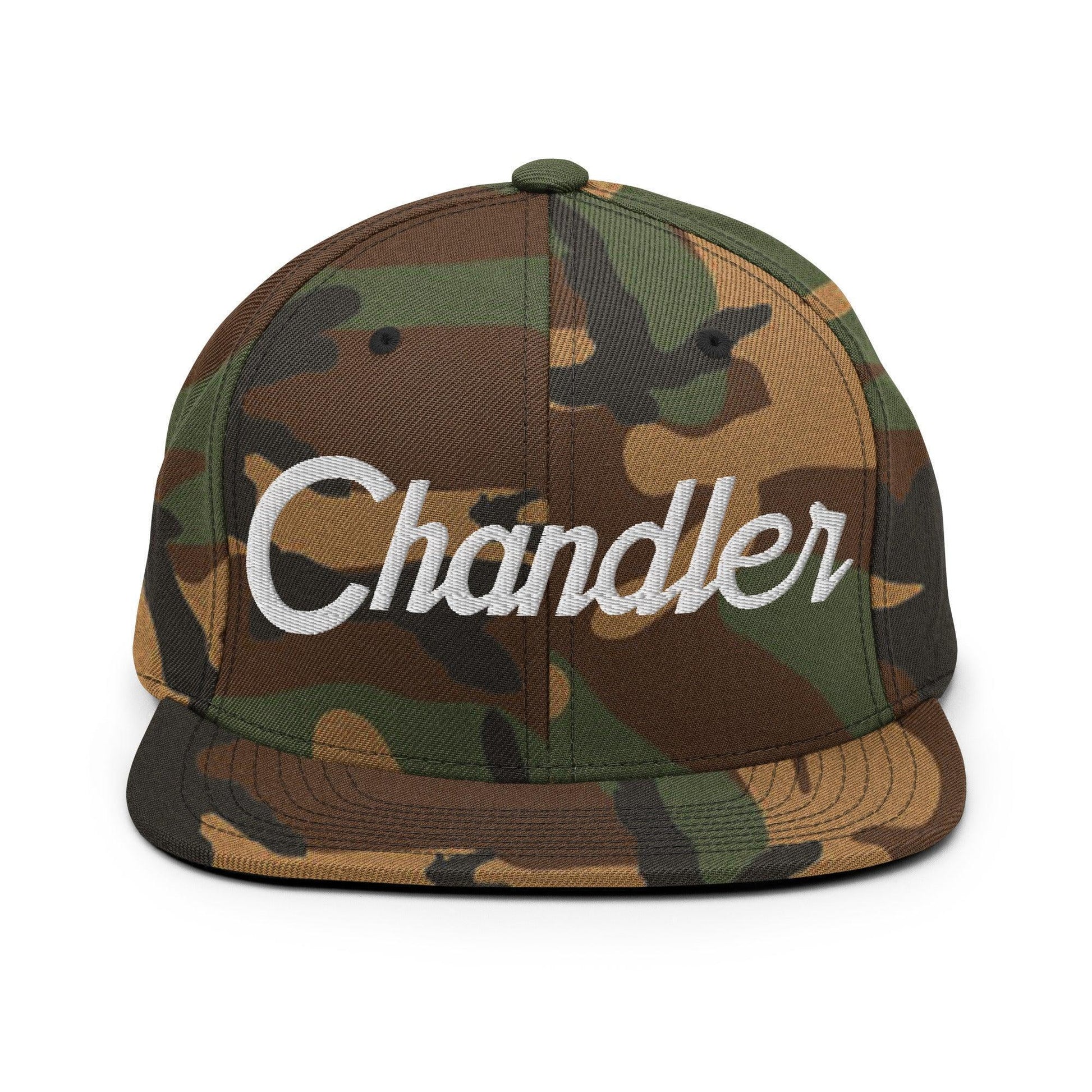 Chandler Script Snapback Hat Green Camo
