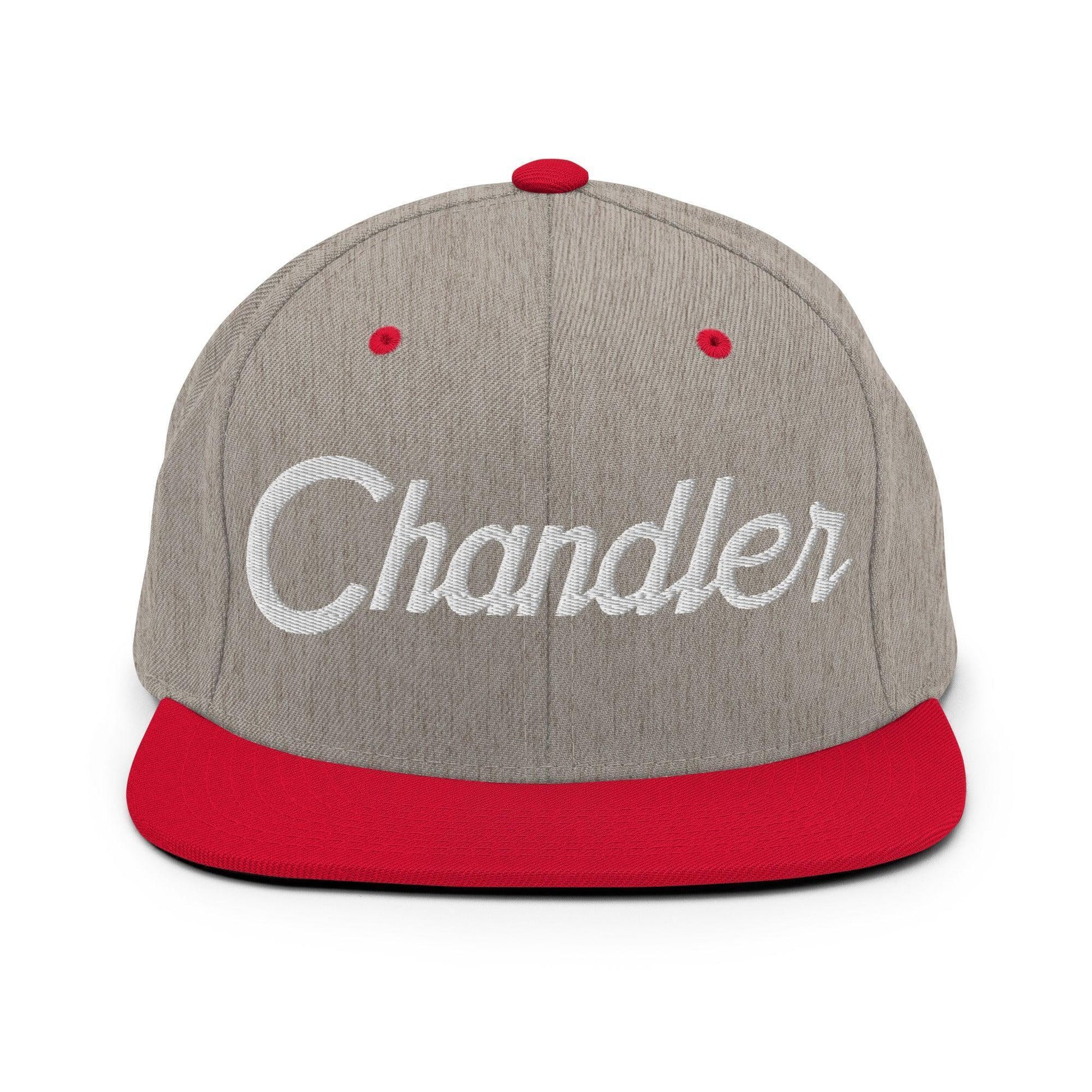 Chandler Script Snapback Hat Heather Grey/ Red