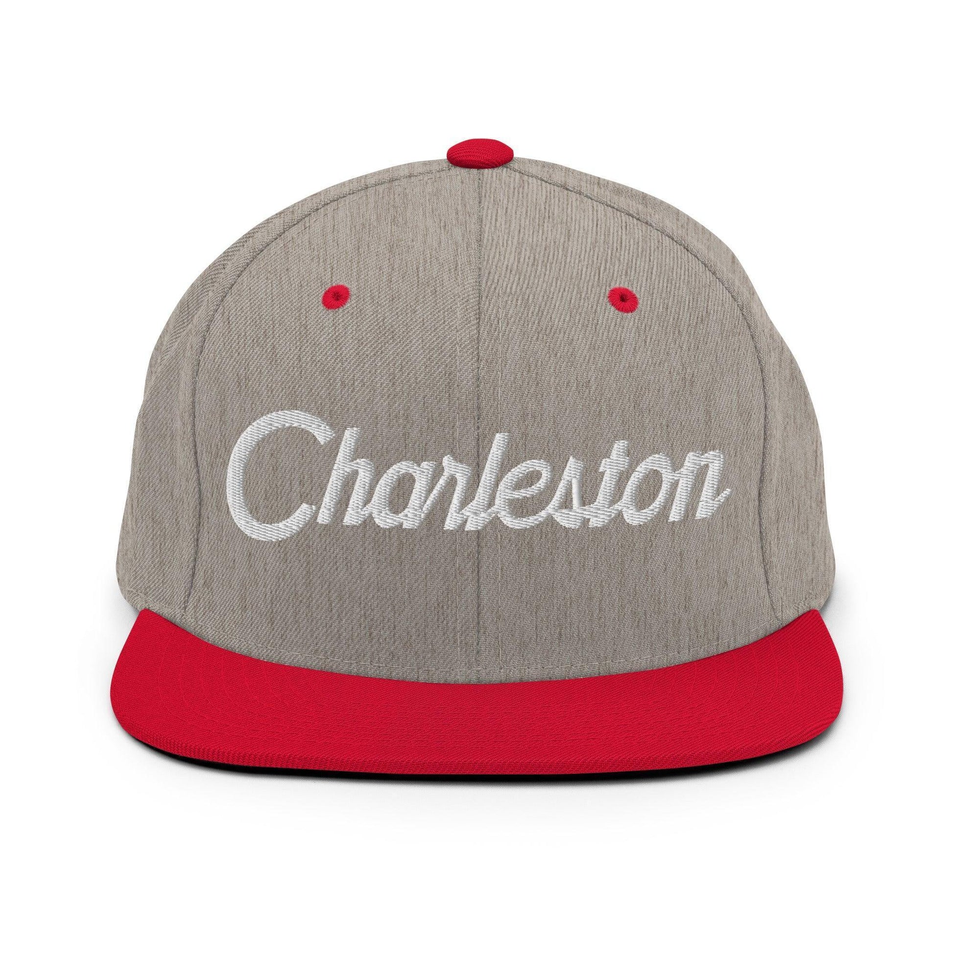 Charleston Script Snapback Hat Heather Grey/ Red