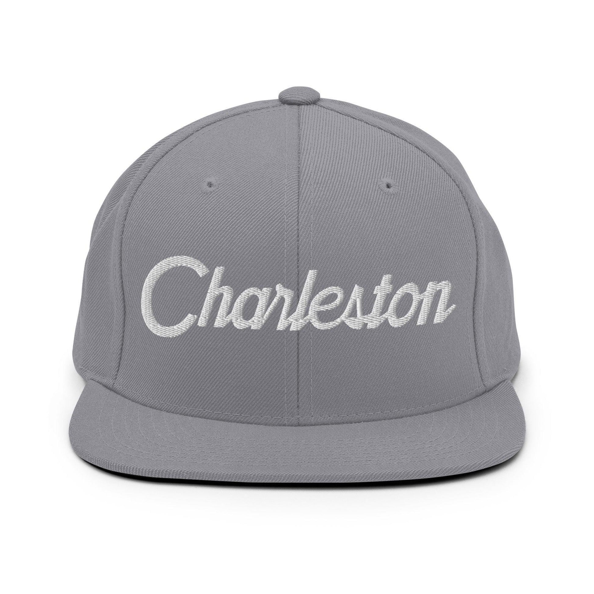 Charleston Script Snapback Hat Silver