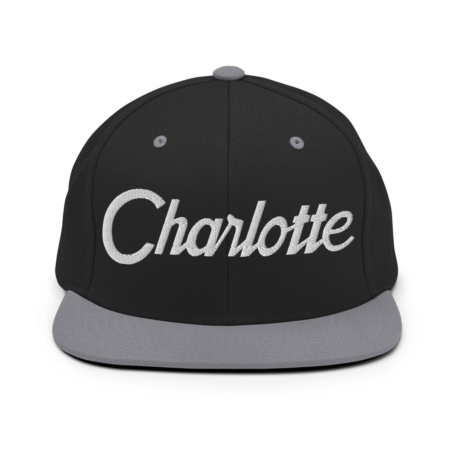 Charlotte Script Snapback Hat Black/ Silver