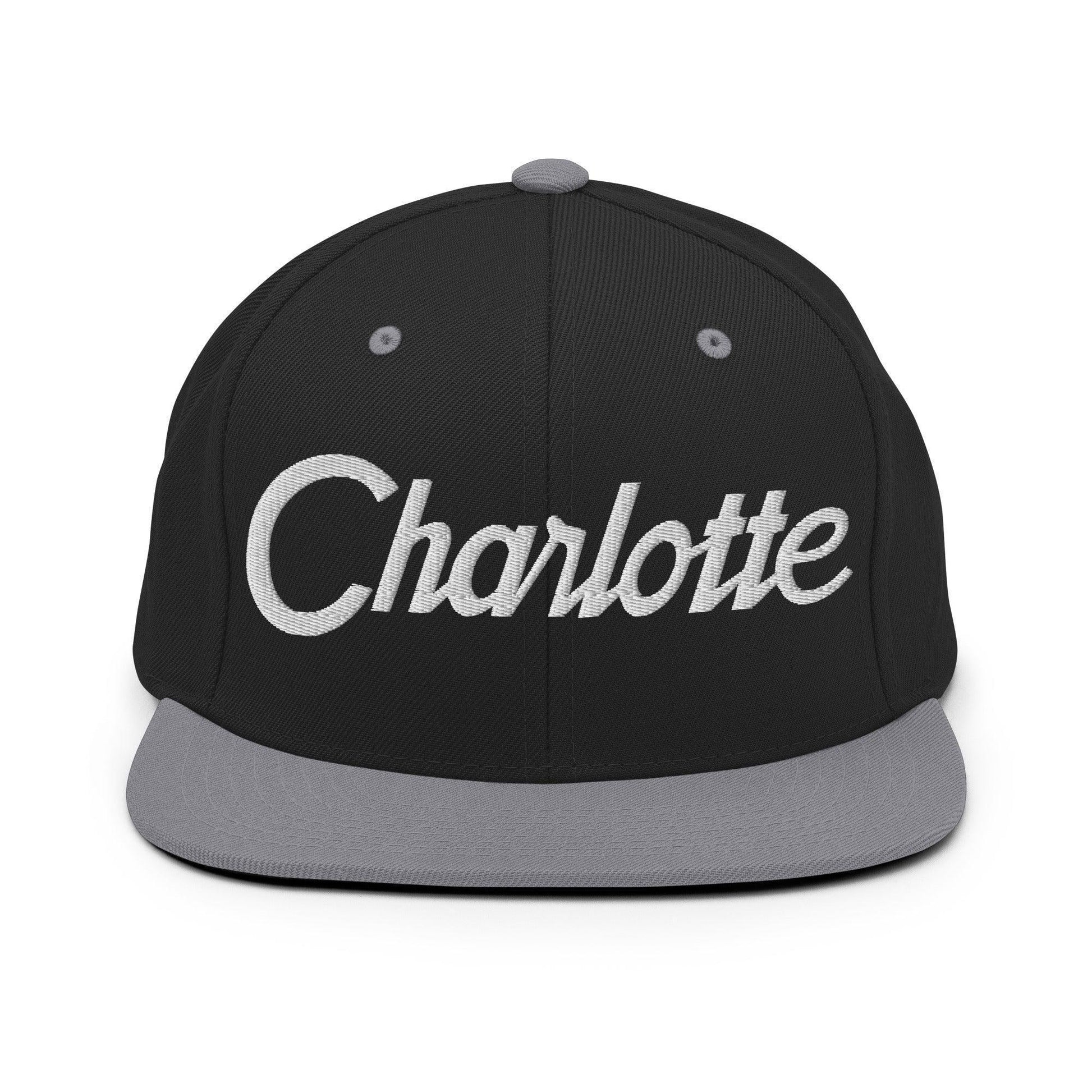 Charlotte Script Snapback Hat Black/ Silver