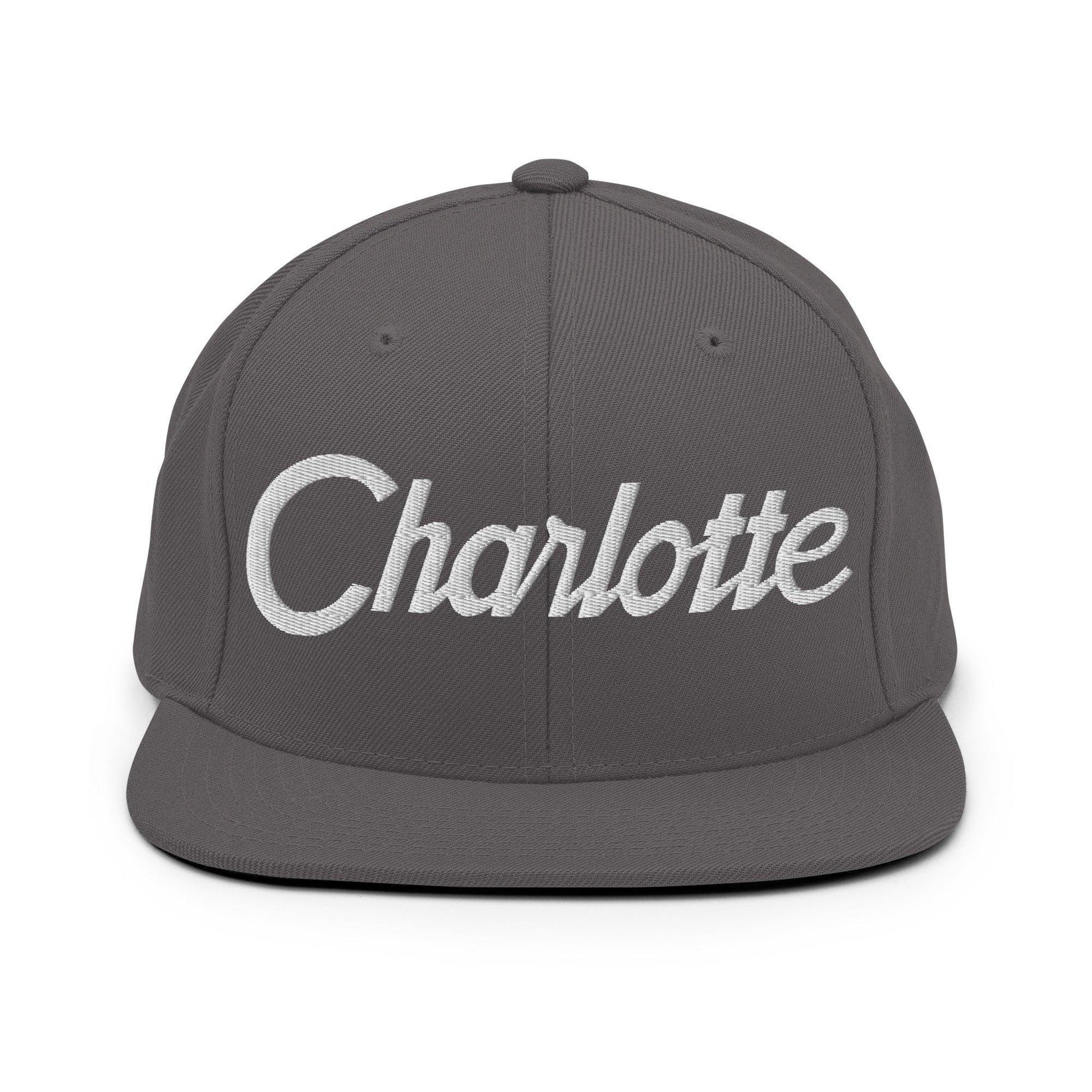 Charlotte Script Snapback Hat Dark Grey