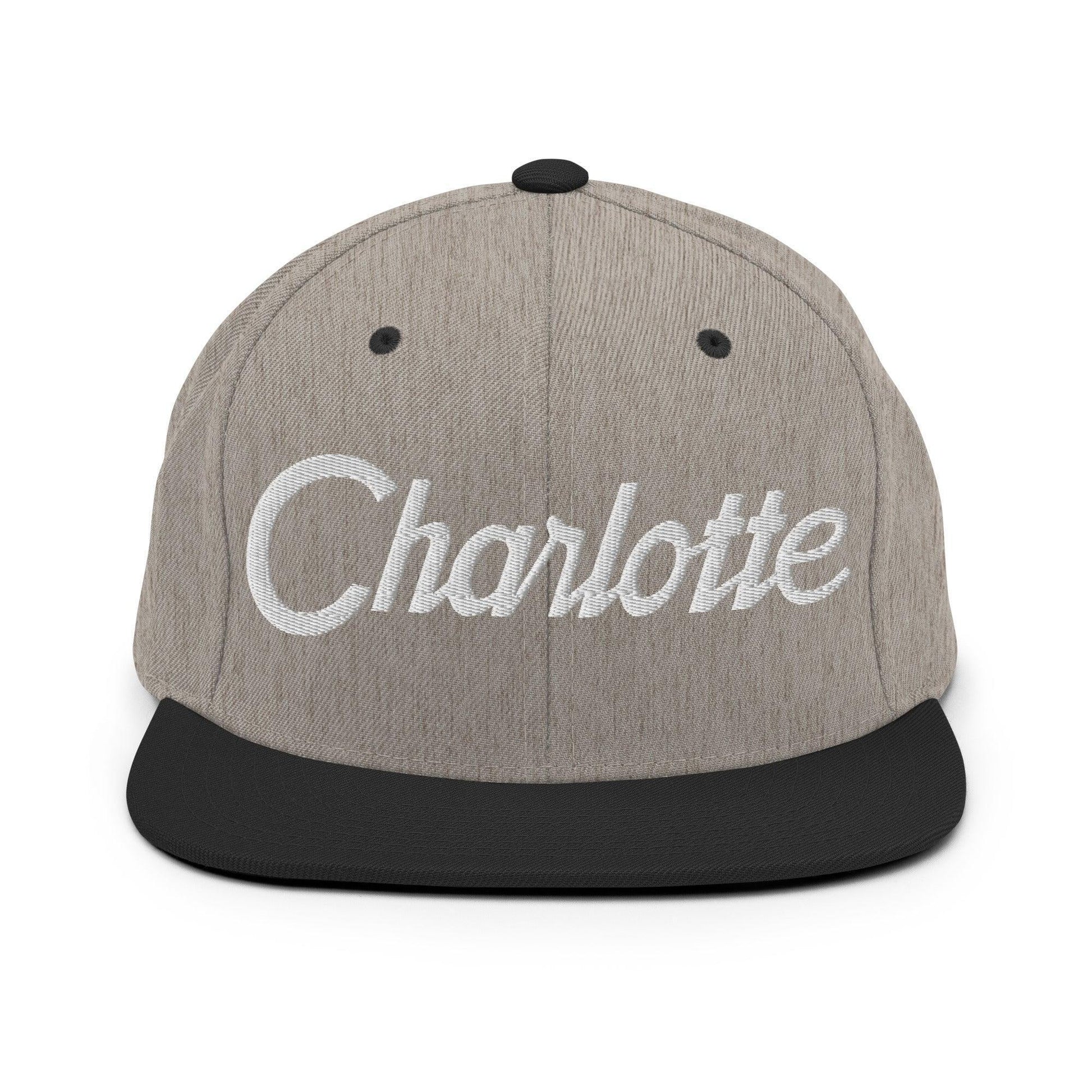 Charlotte Script Snapback Hat Heather/Black
