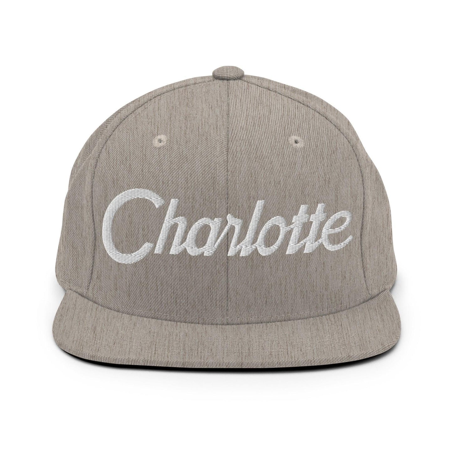 Charlotte Script Snapback Hat Heather Grey