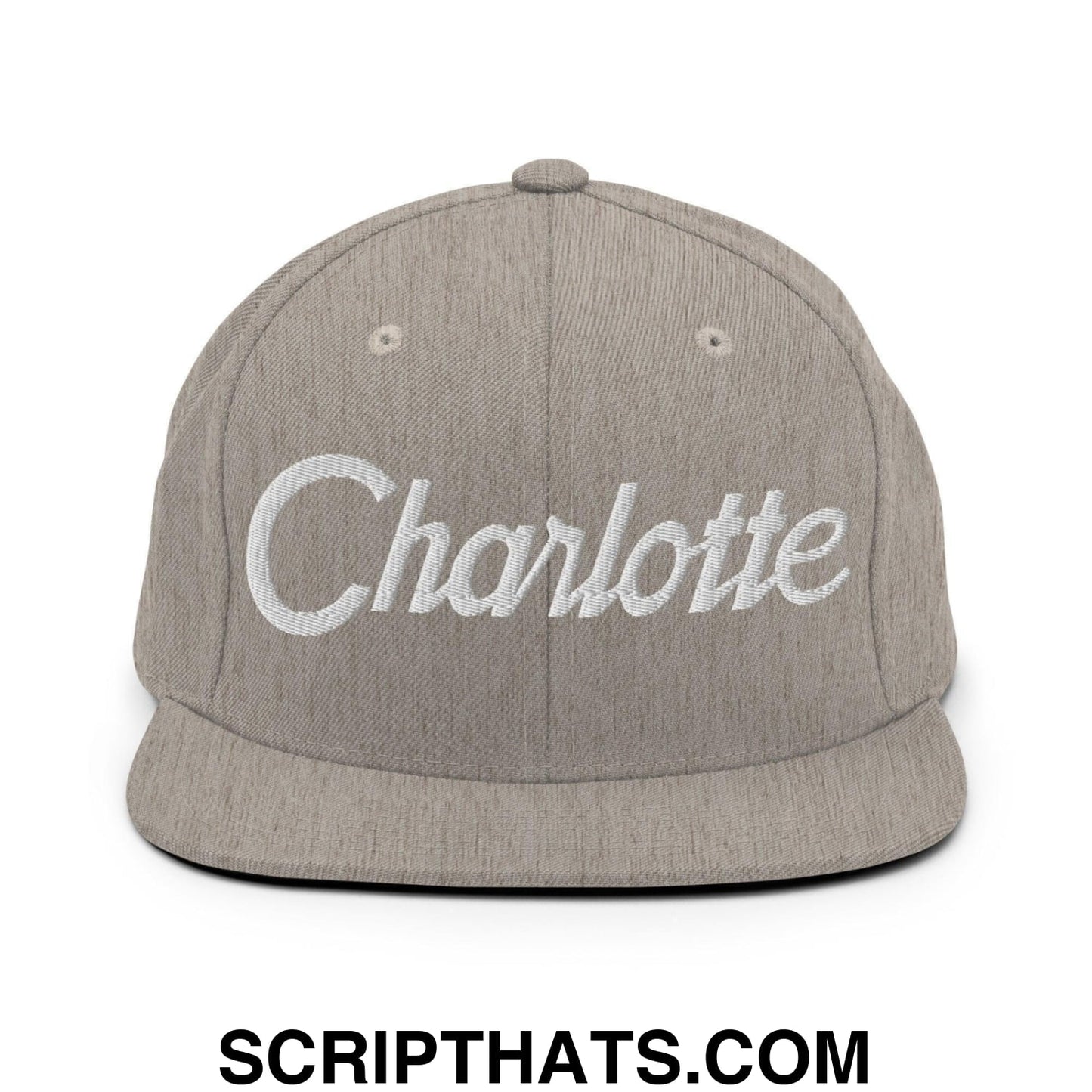 Charlotte Script Snapback Hat Heather Grey