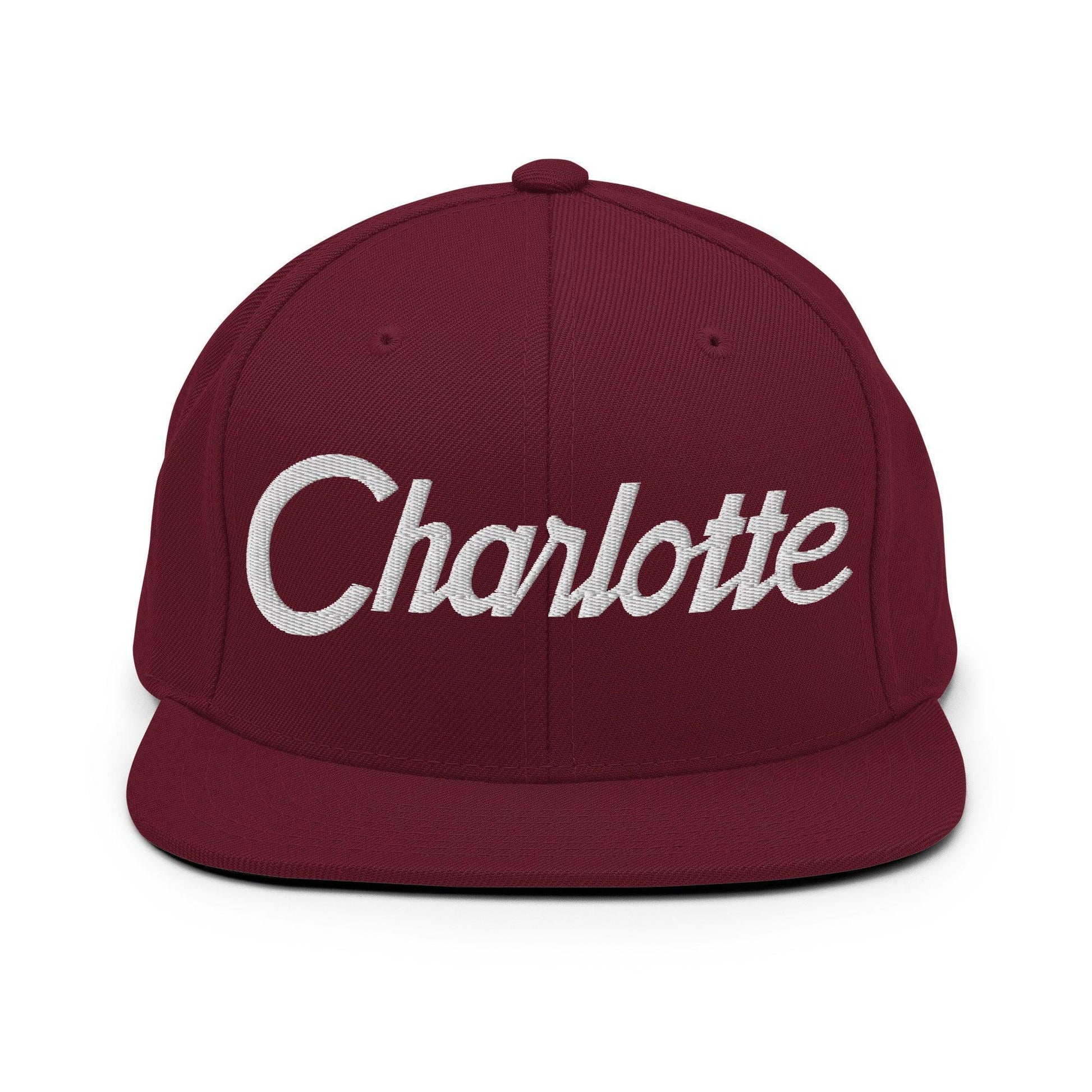 Charlotte Script Snapback Hat Maroon