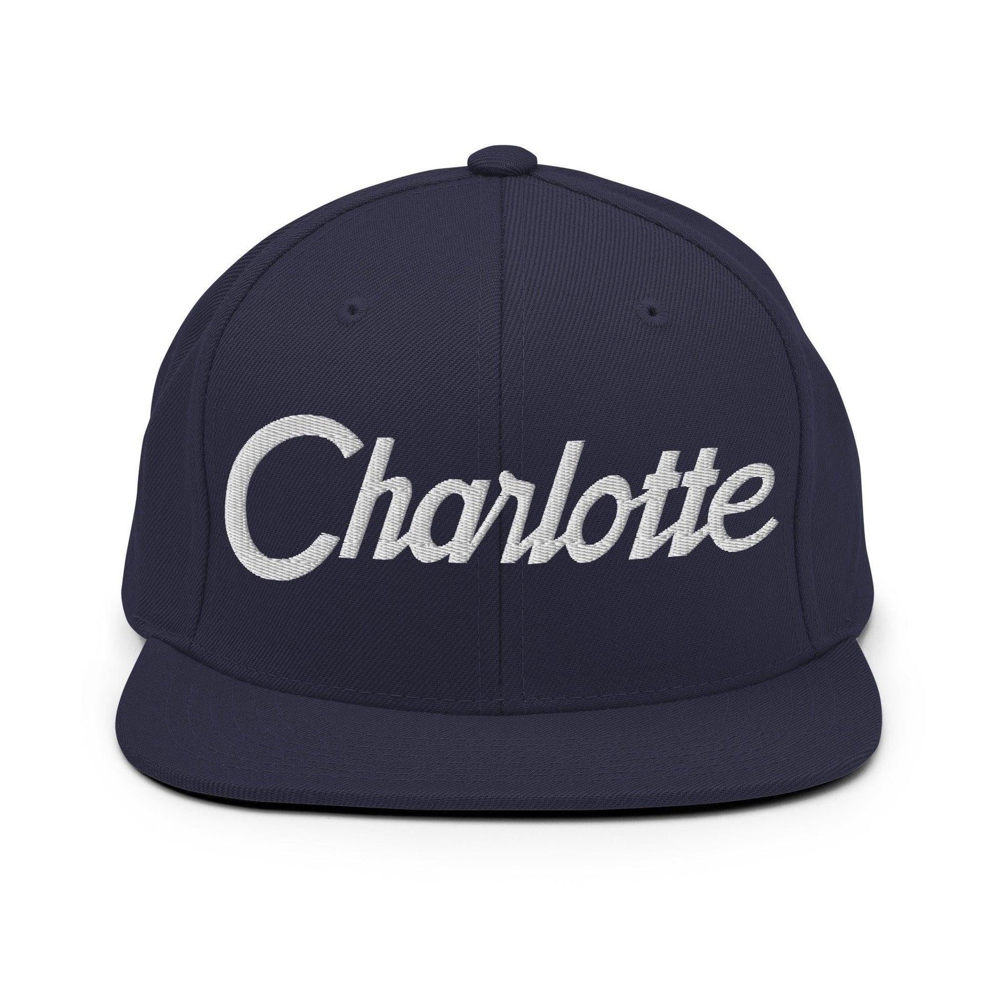 Charlotte Script Snapback Hat Navy