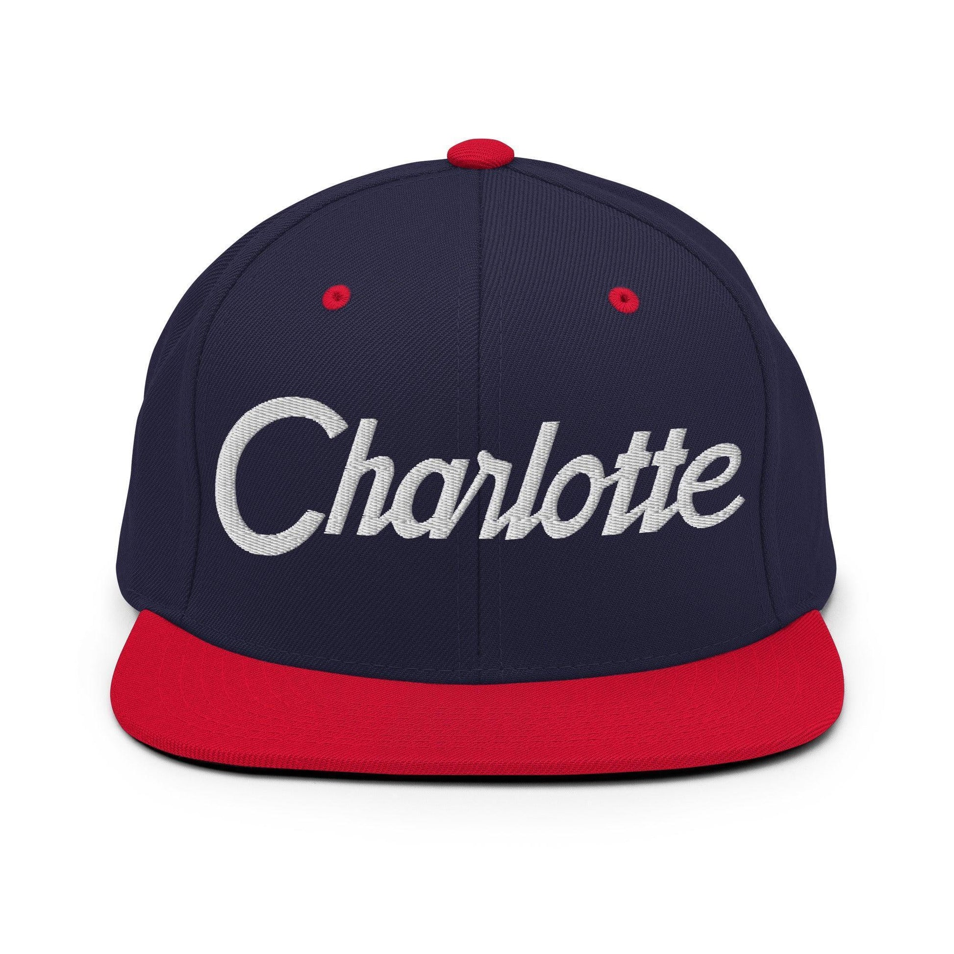 Charlotte Script Snapback Hat Navy/ Red