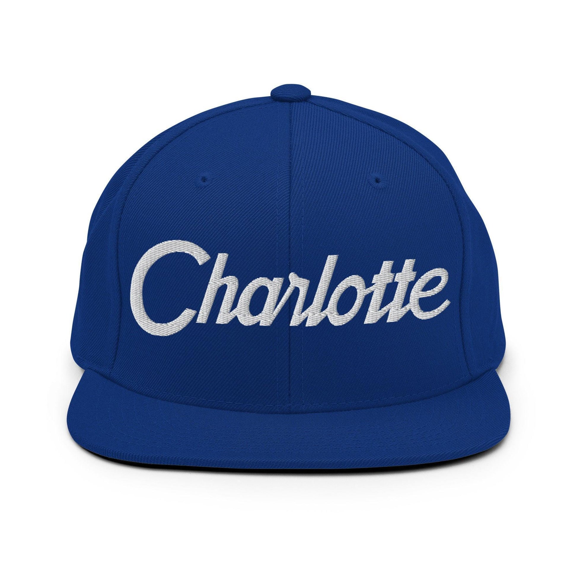 Charlotte Script Snapback Hat Royal Blue