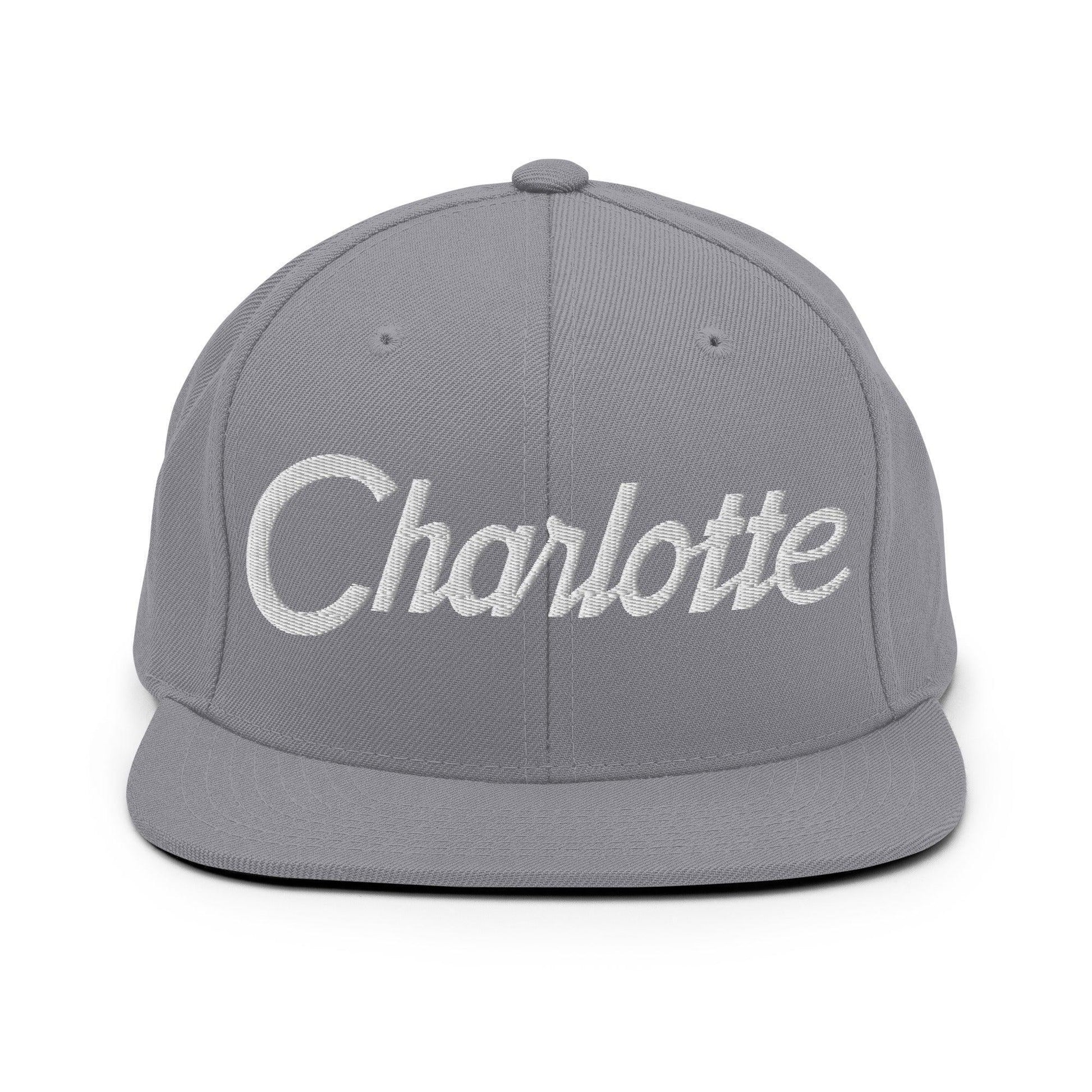 Charlotte Script Snapback Hat Silver