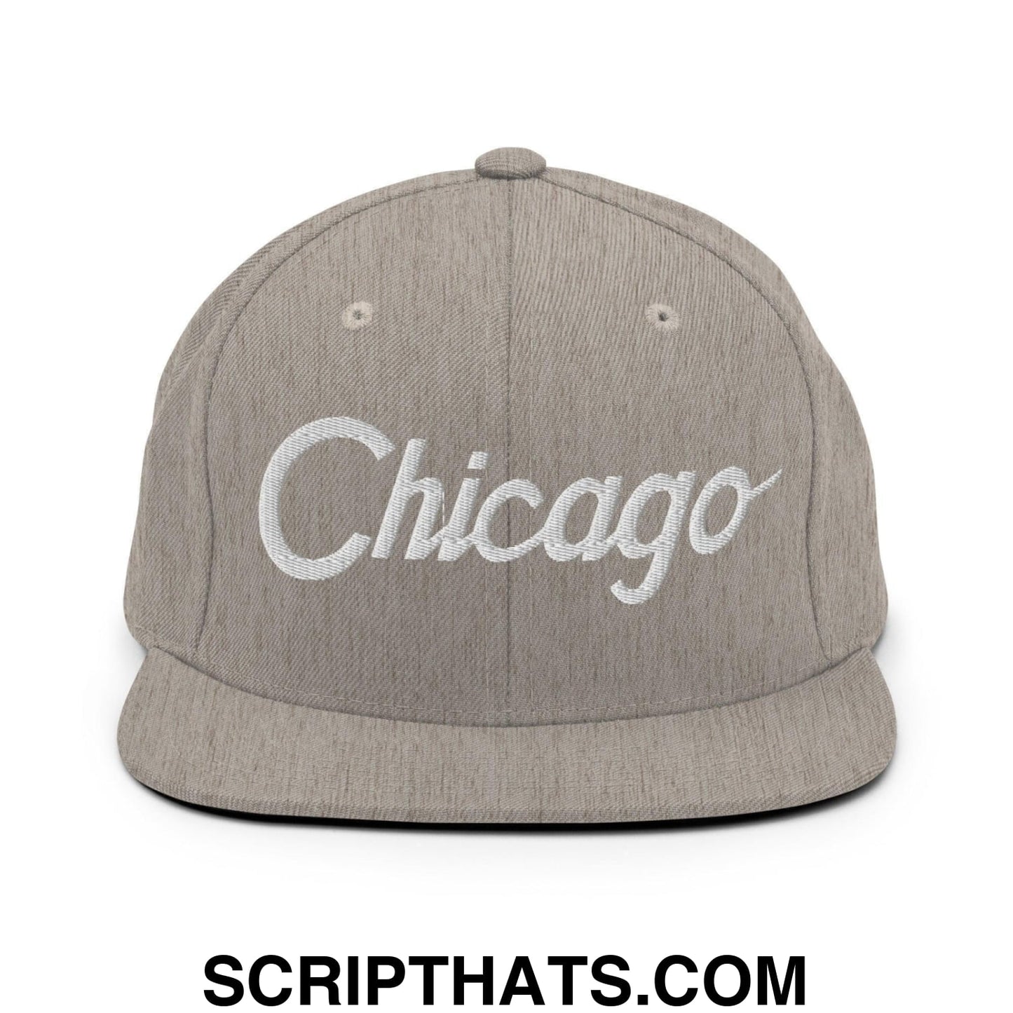 Chicago Script Snapback Hat Heather Grey