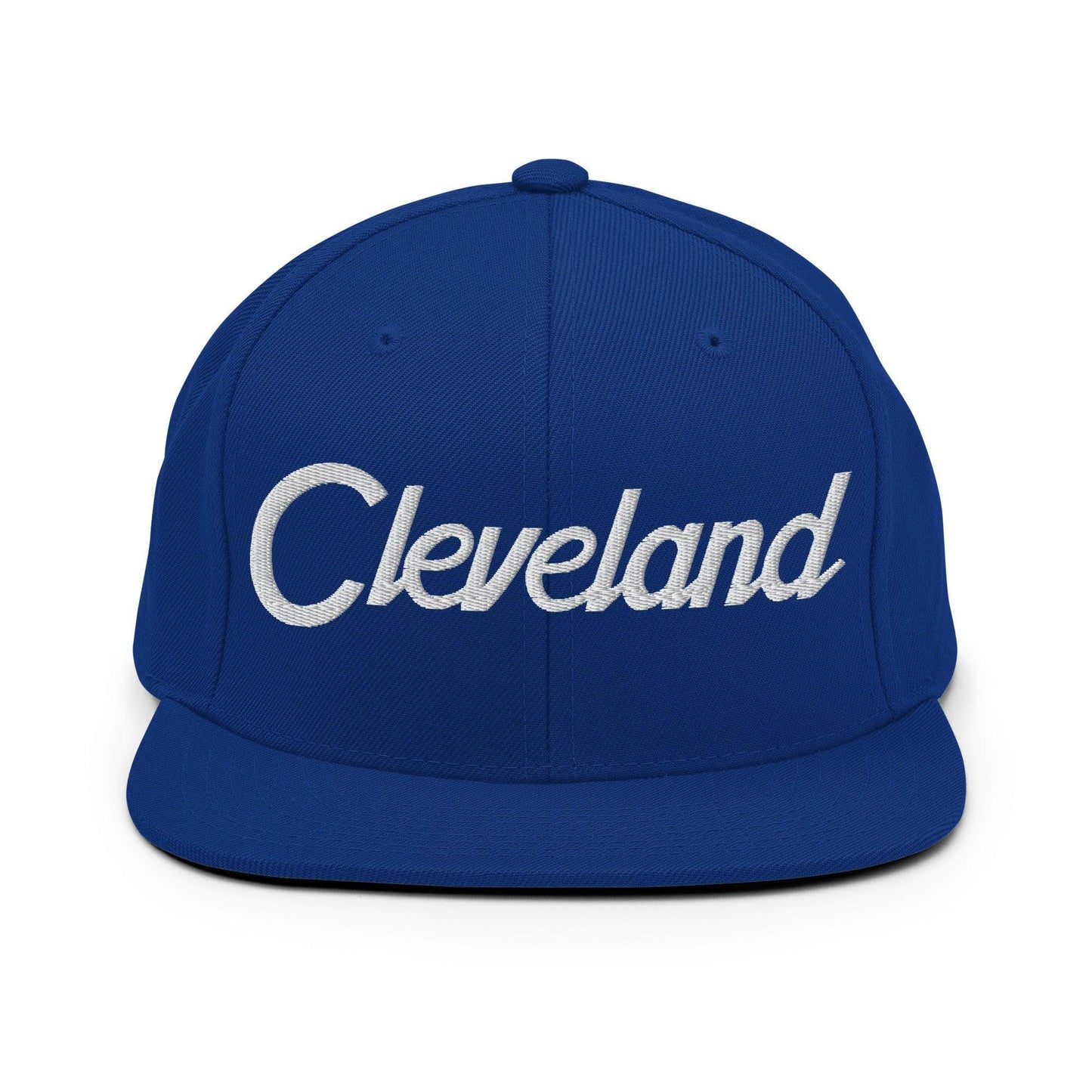 Cleveland Script Snapback Hat Royal Blue