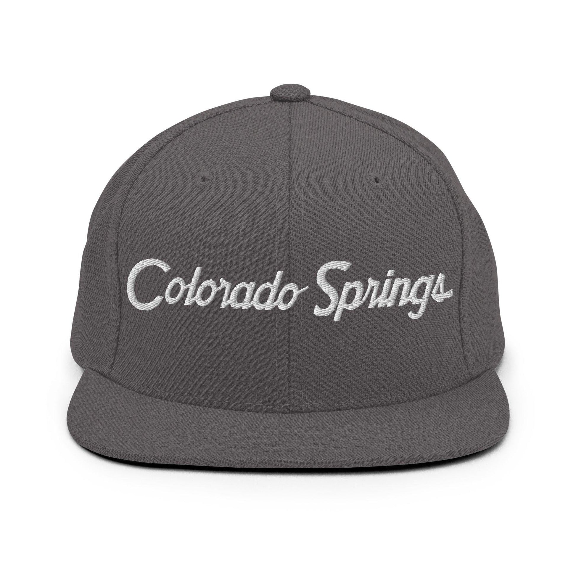 Colorado Springs Script Snapback Hat Dark Grey