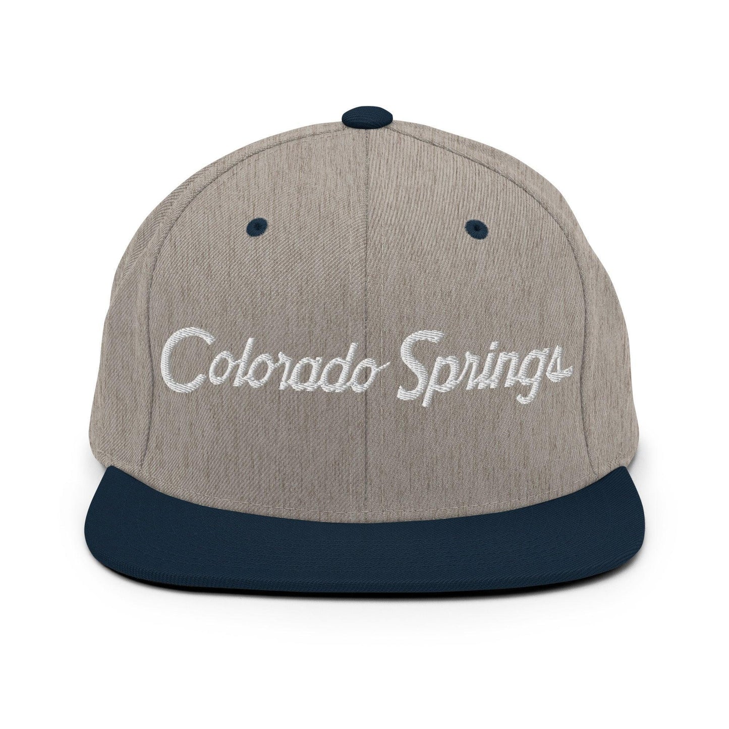 Colorado Springs Script Snapback Hat Heather Grey/ Navy