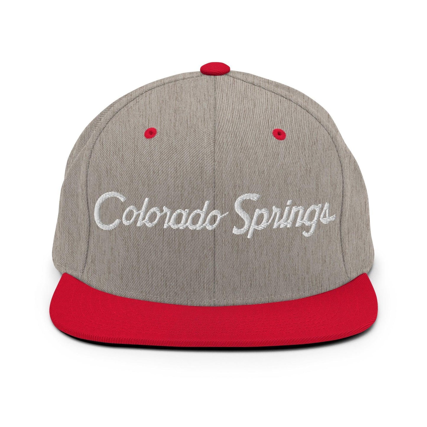 Colorado Springs Script Snapback Hat Heather Grey/ Red