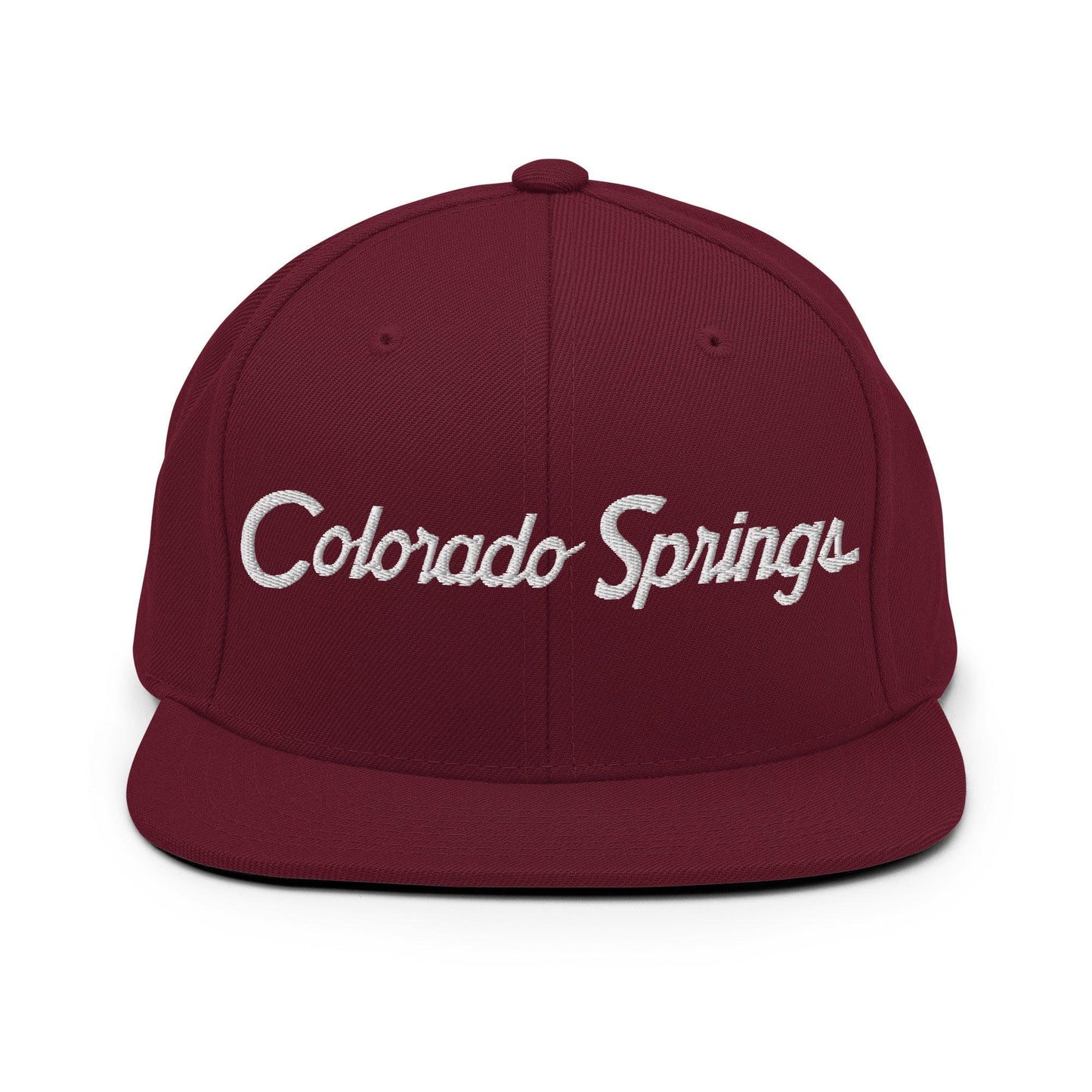 Colorado Springs Script Snapback Hat Maroon