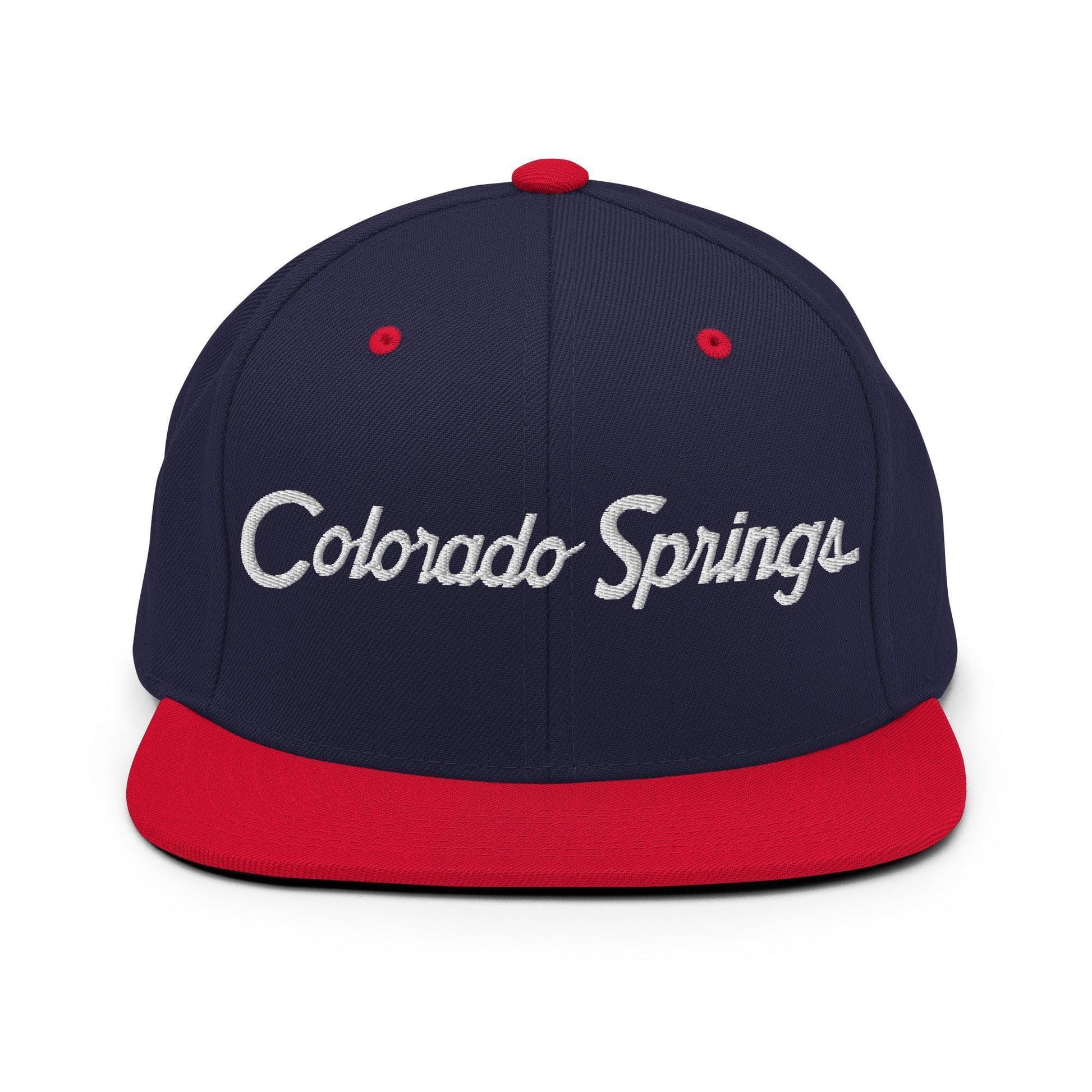 Colorado Springs Script Snapback Hat Navy/ Red