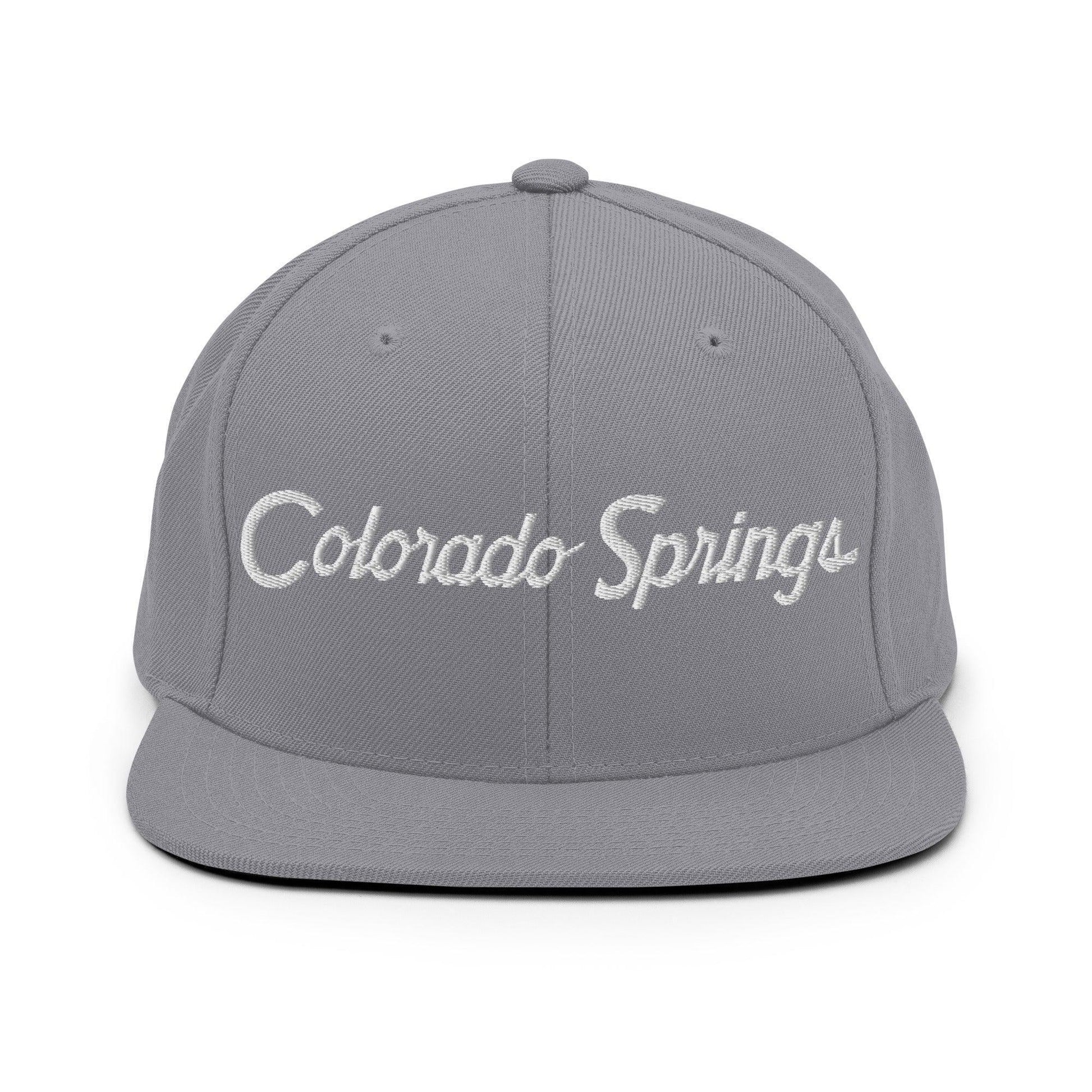 Colorado Springs Script Snapback Hat Silver