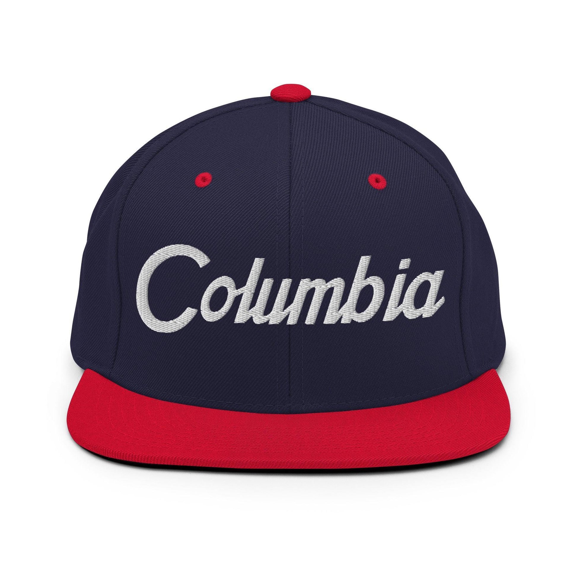 Columbia Script Snapback Hat Navy/ Red