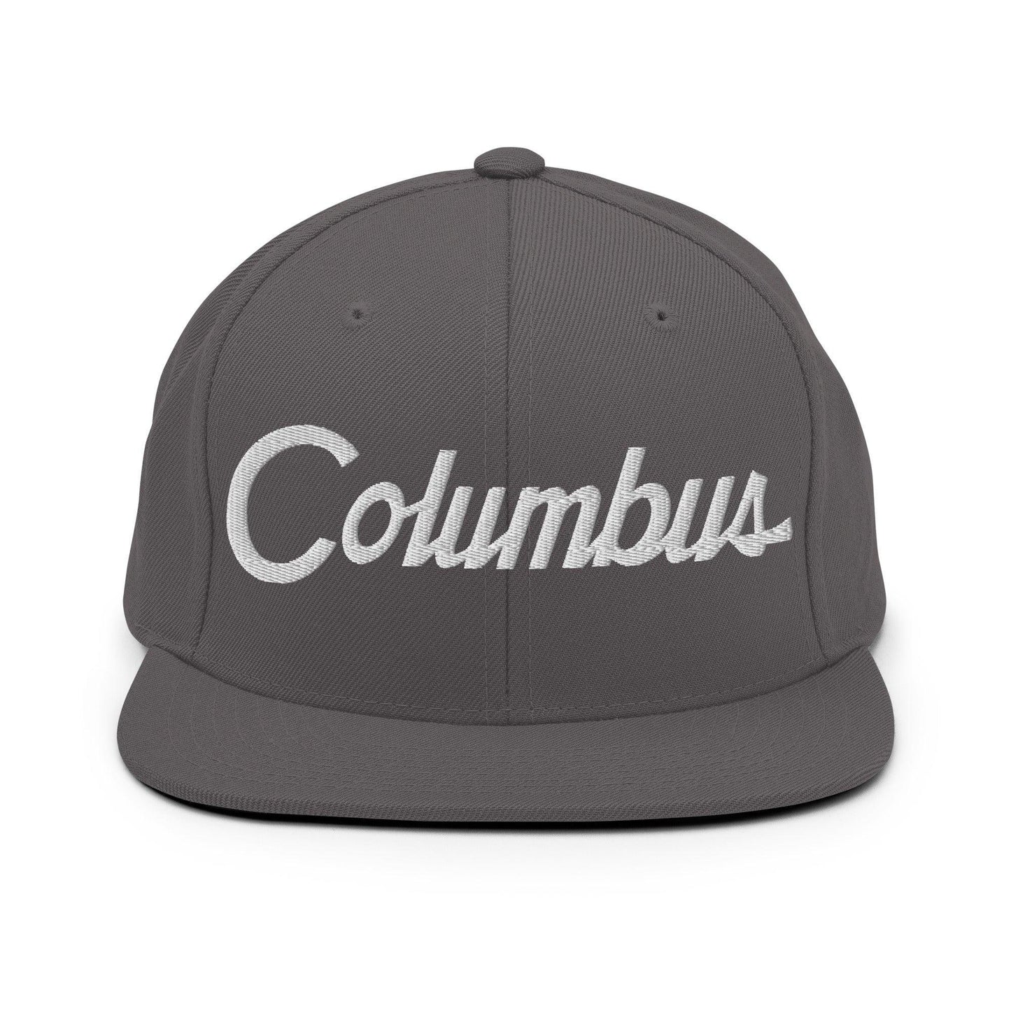 Columbus Script Snapback Hat Dark Grey