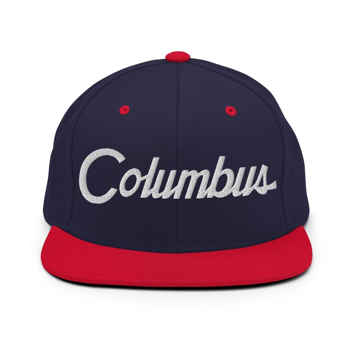 Columbus Script Snapback Hat Navy/ Red