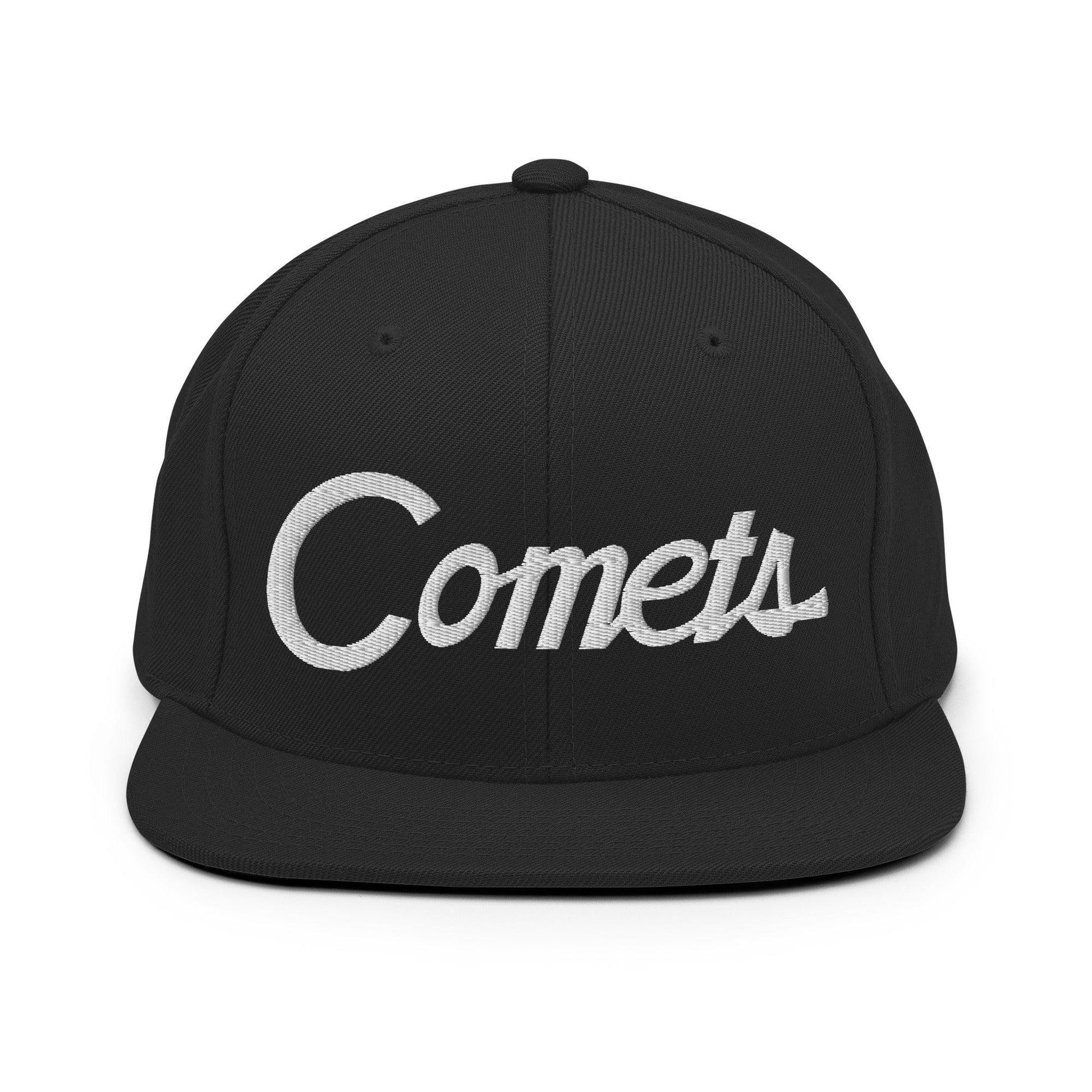 Comets School Mascot Script Snapback Hat Black