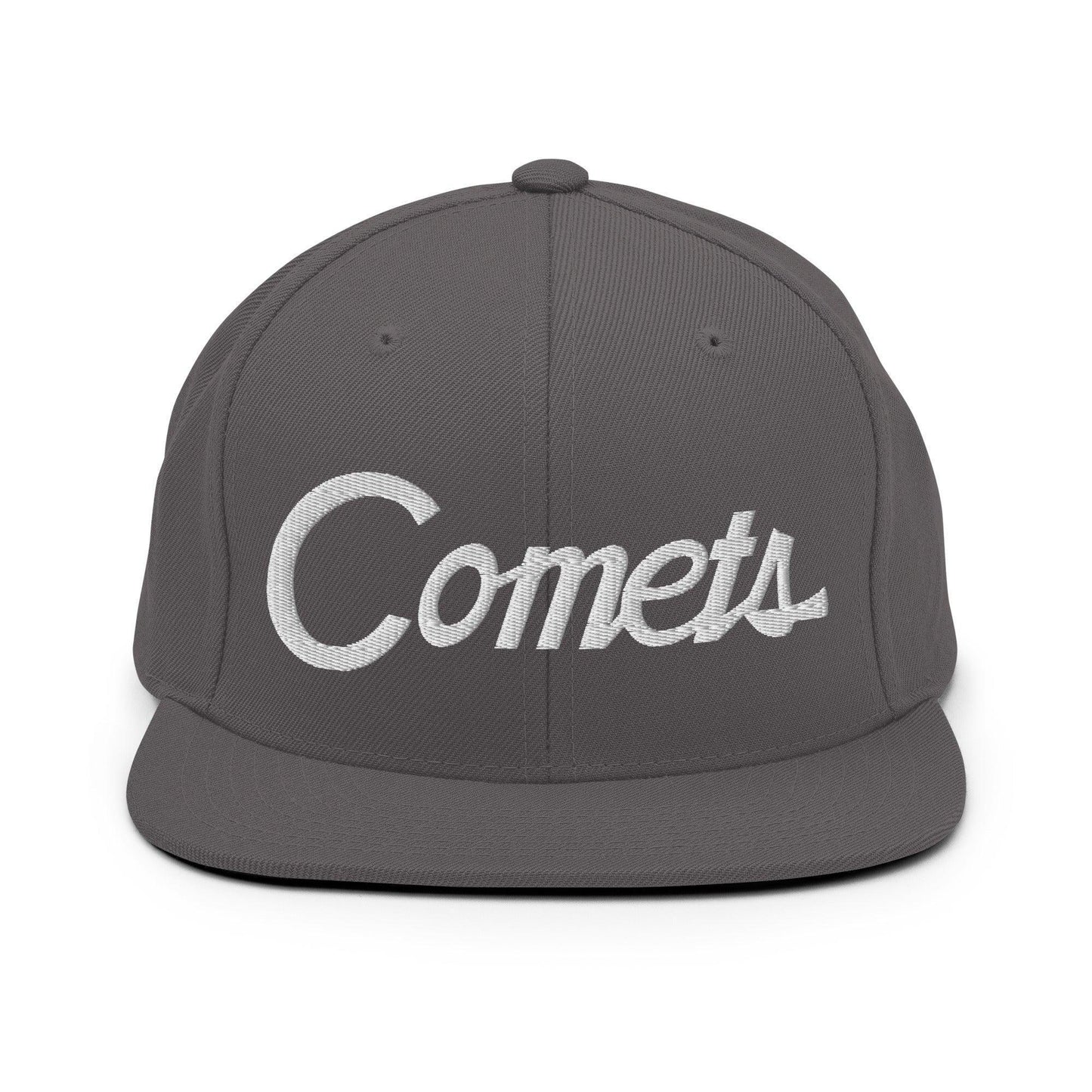 Comets School Mascot Script Snapback Hat Dark Grey