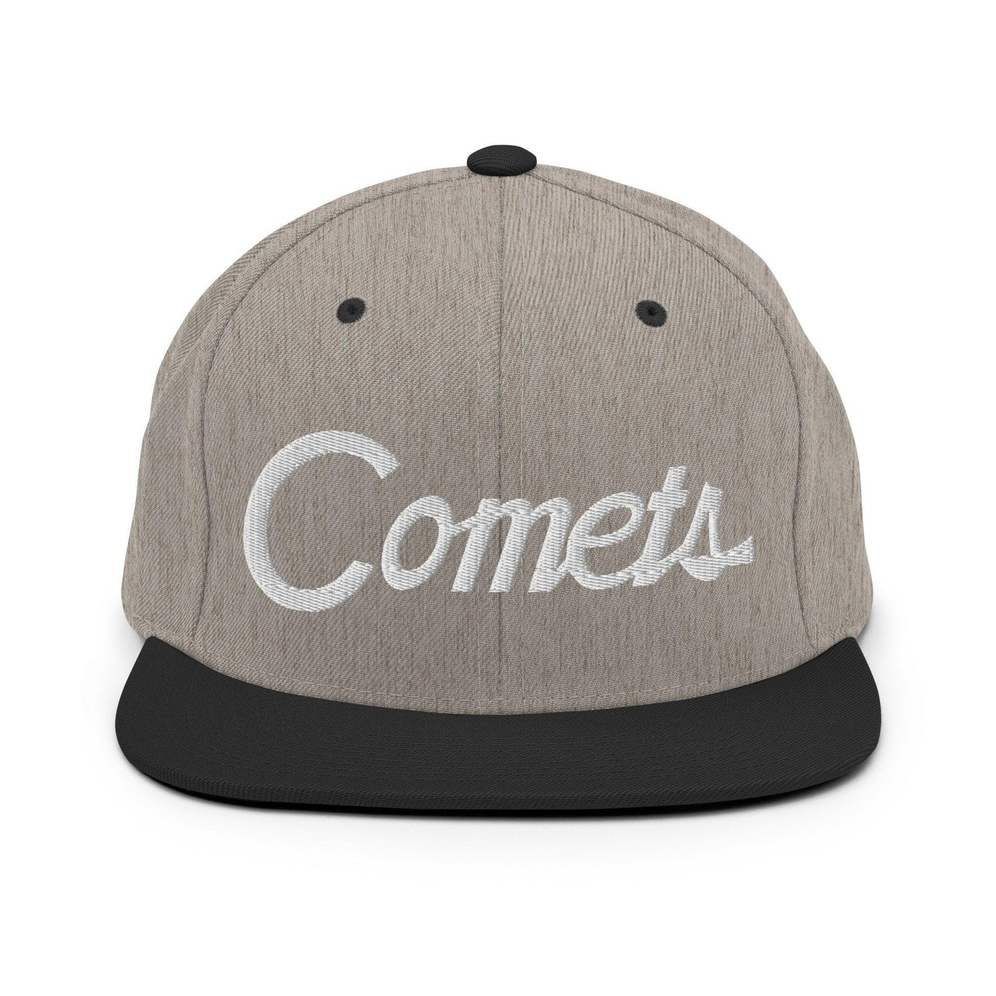 Comets School Mascot Script Snapback Hat Heather/Black