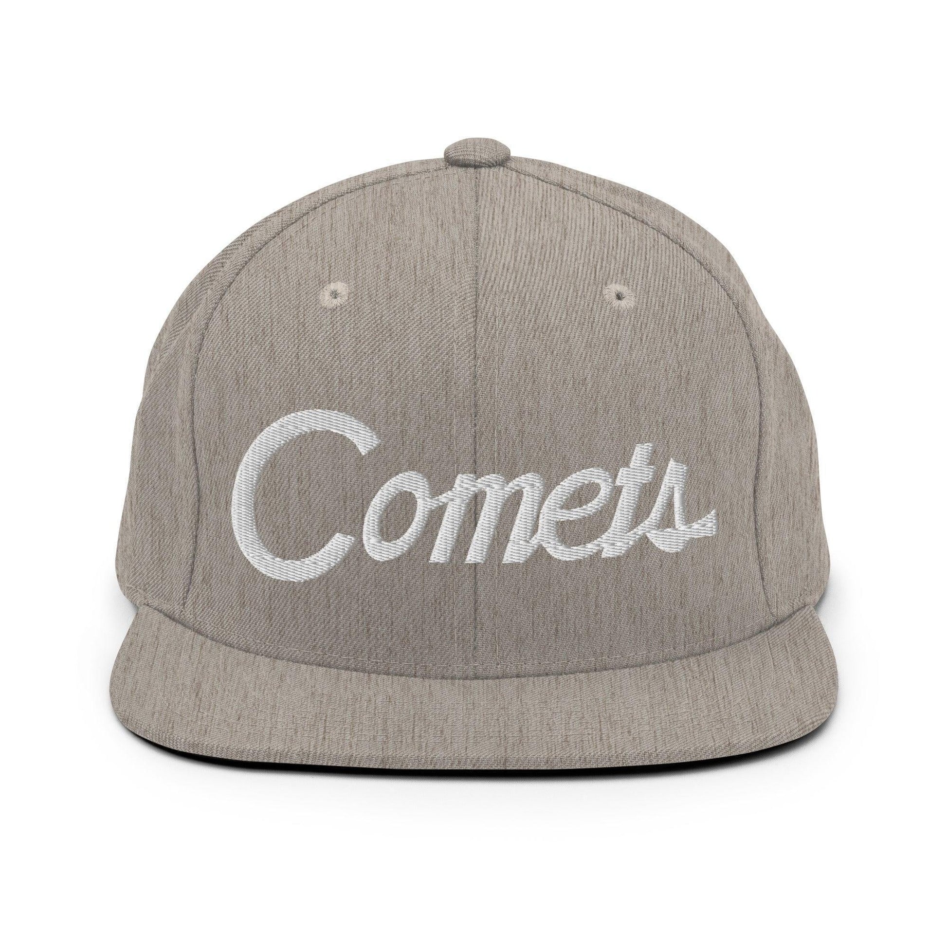 Comets School Mascot Script Snapback Hat Heather Grey