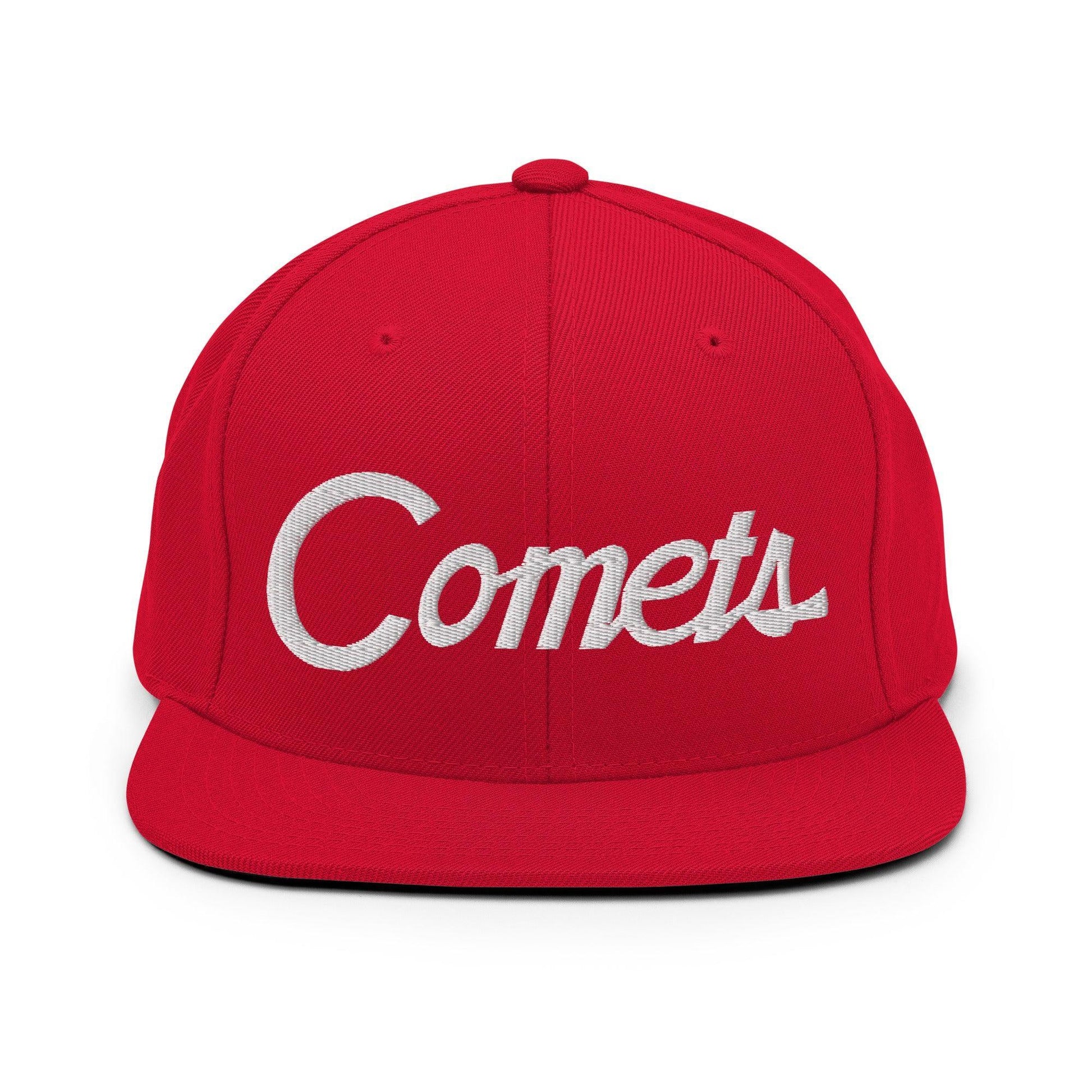 Comets School Mascot Script Snapback Hat Red