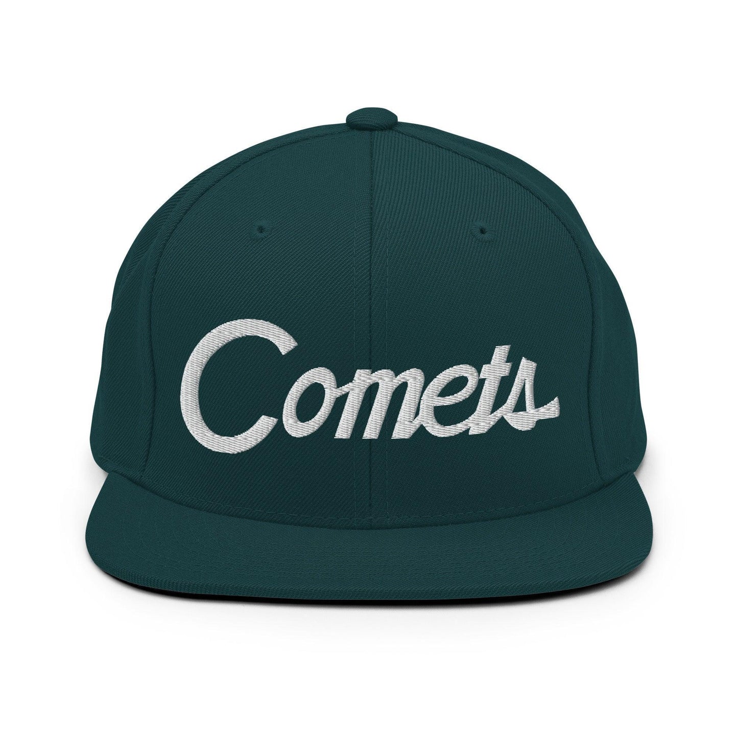 Comets School Mascot Script Snapback Hat Spruce