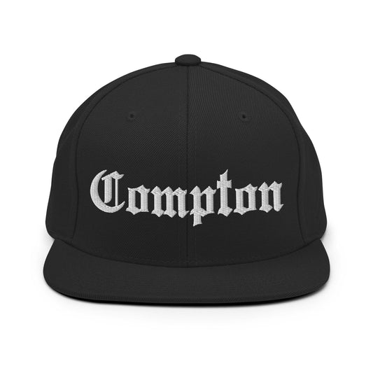 Compton Old English Snapback Hat Black