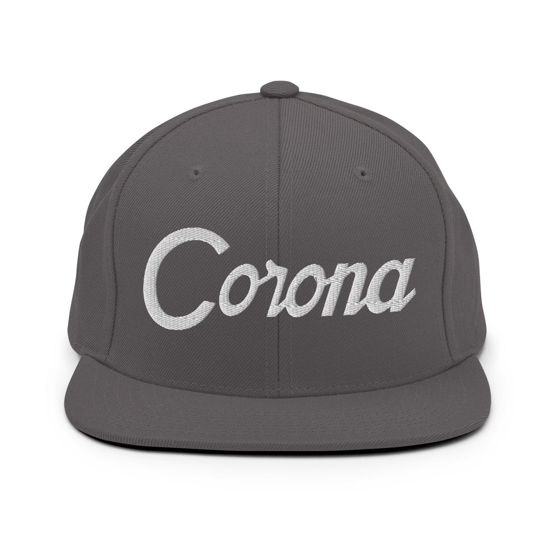 Corona Script Snapback Hat Dark Grey