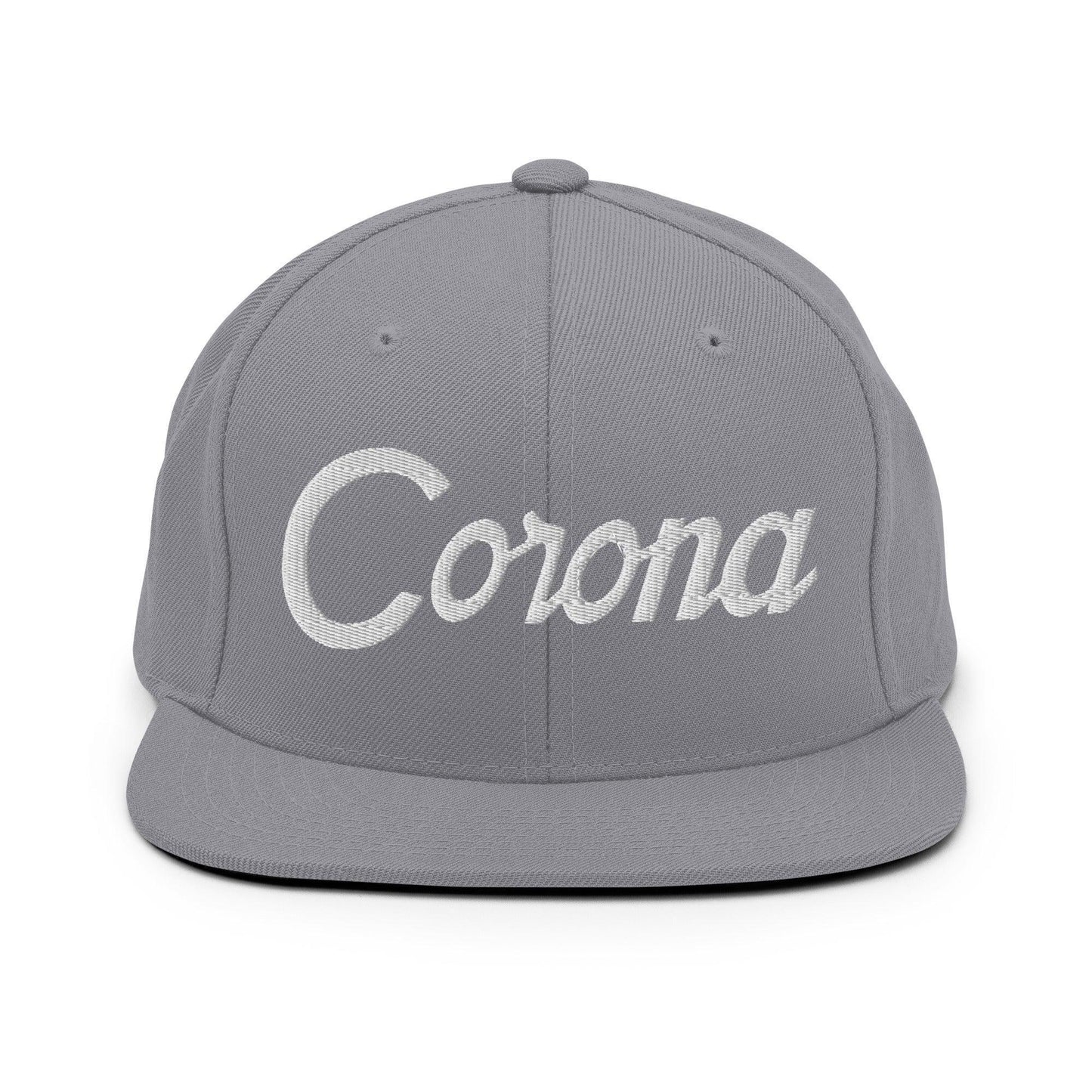 Corona Script Snapback Hat Silver