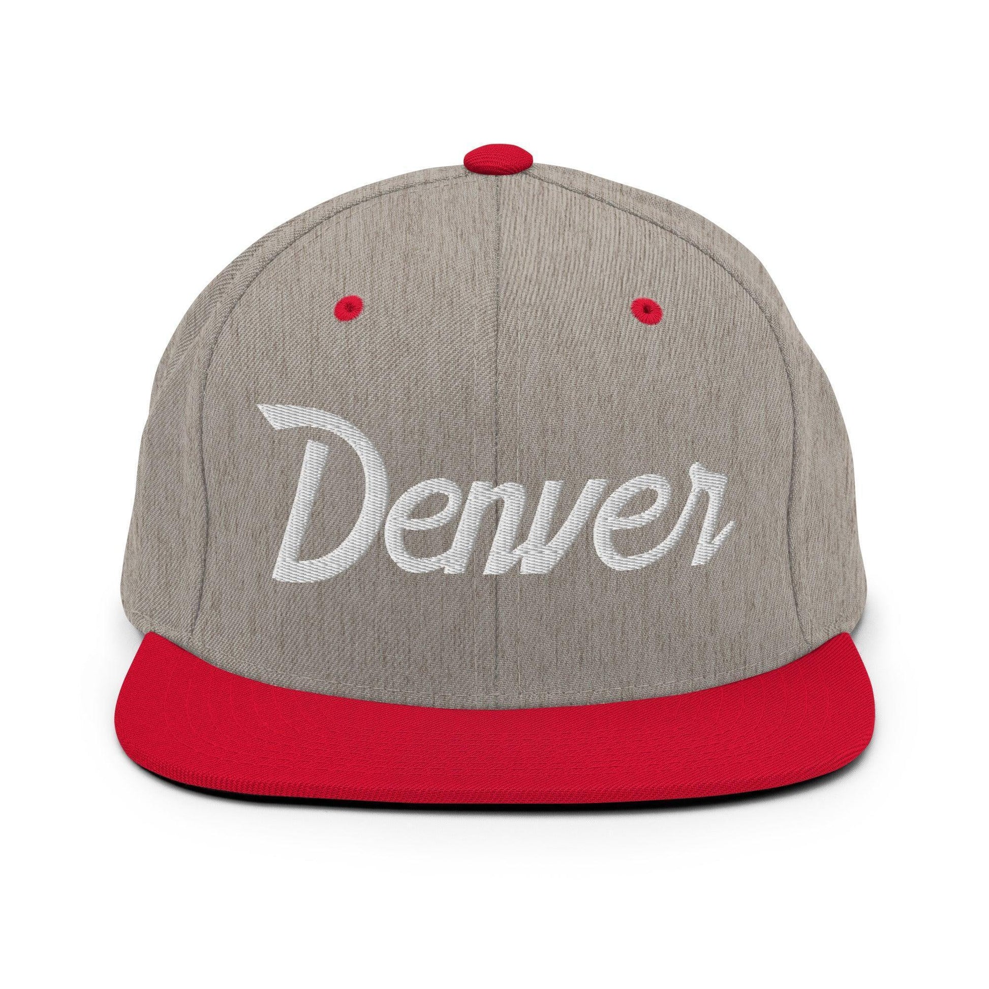 Denver Script Snapback Hat Heather Grey/ Red