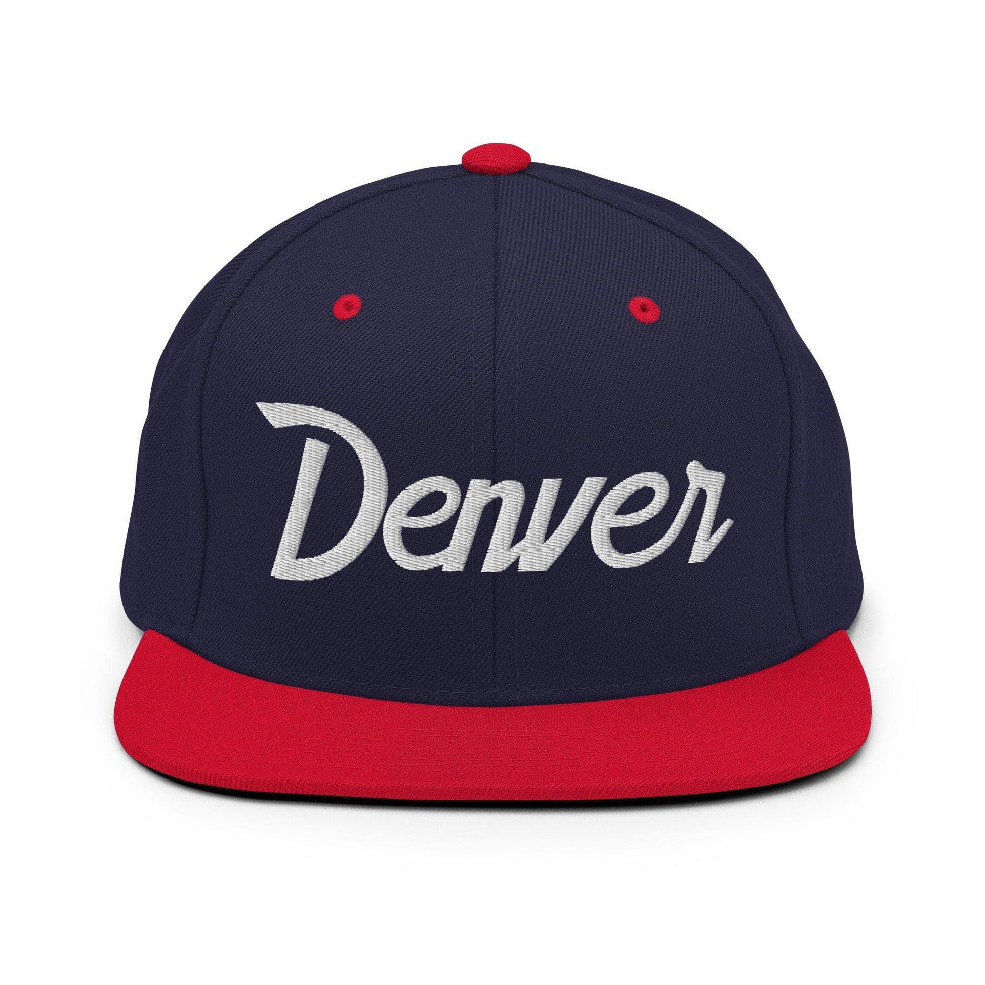 Denver Script Snapback Hat Navy/ Red