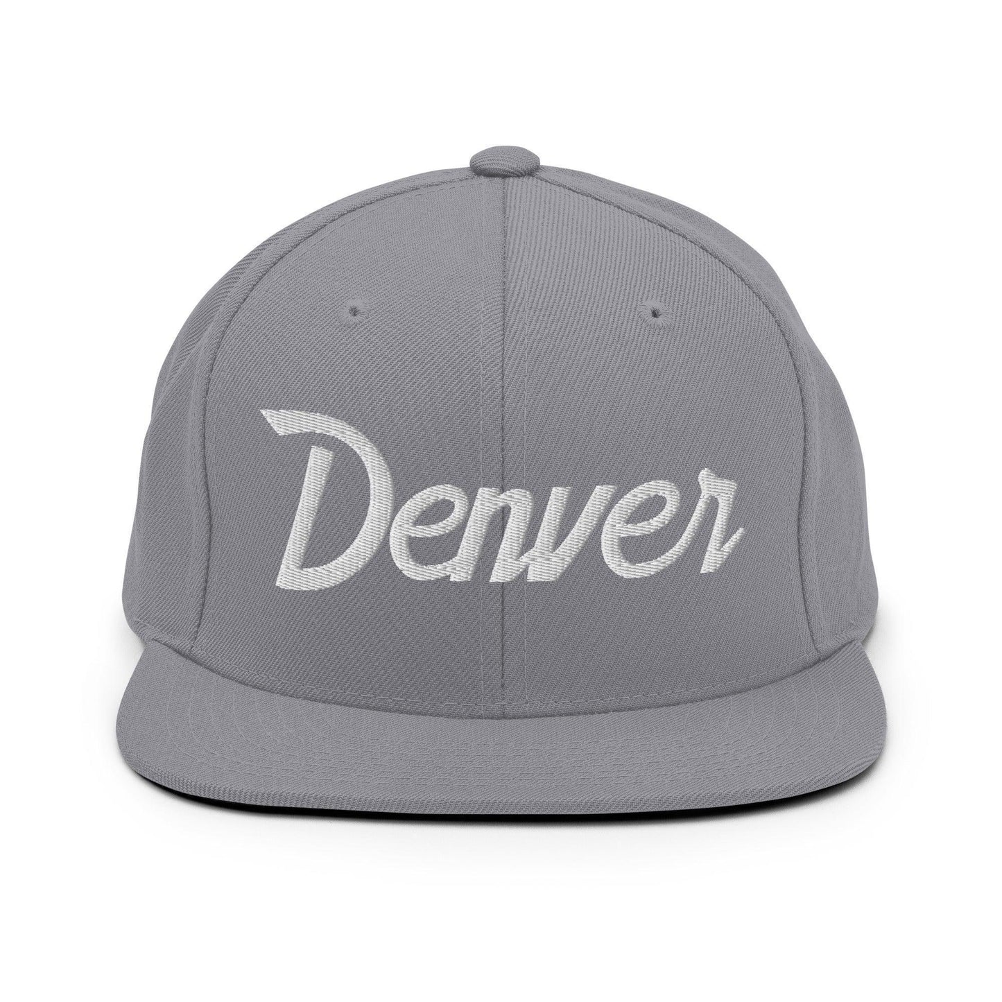 Denver Script Snapback Hat Silver