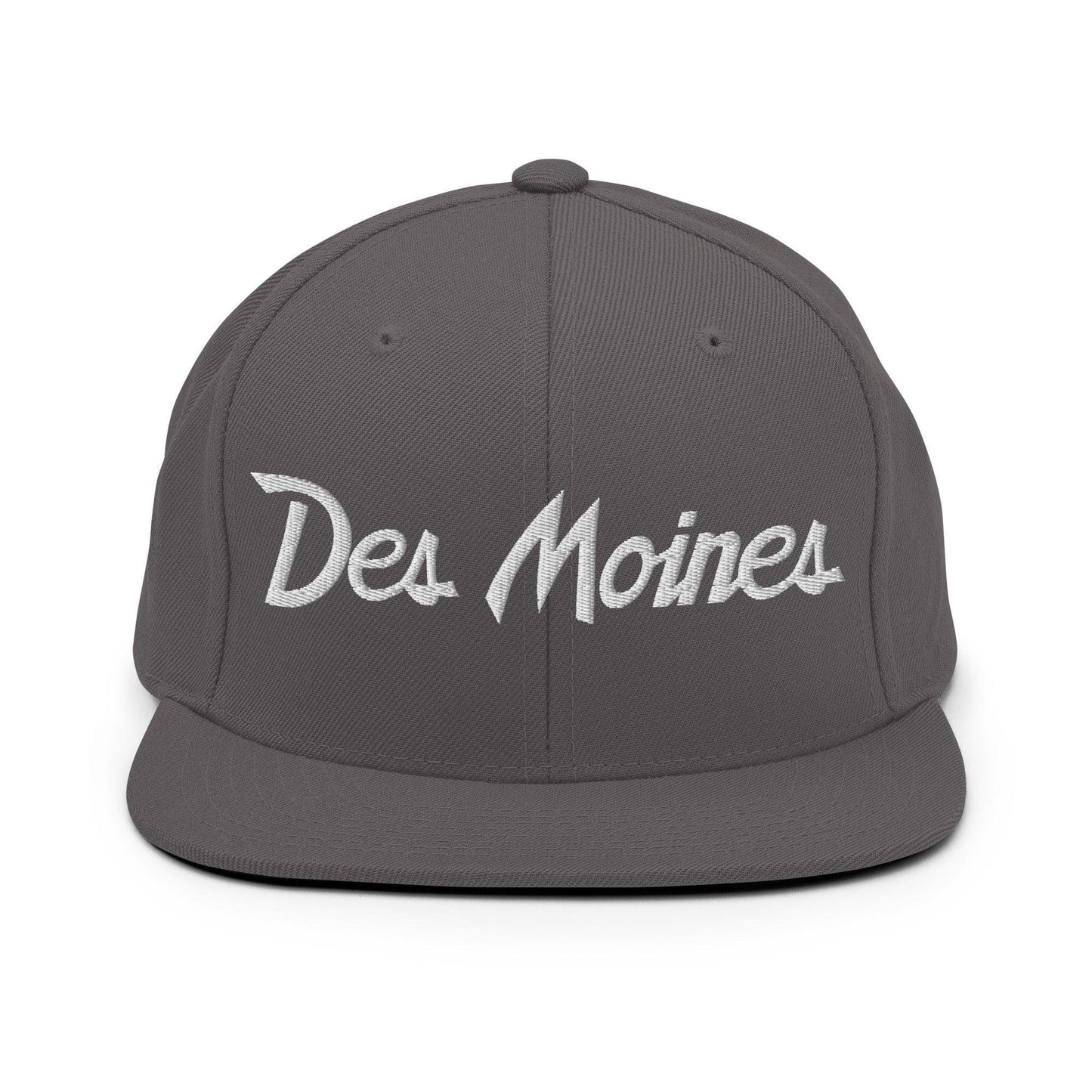Des Moines Script Snapback Hat Dark Grey