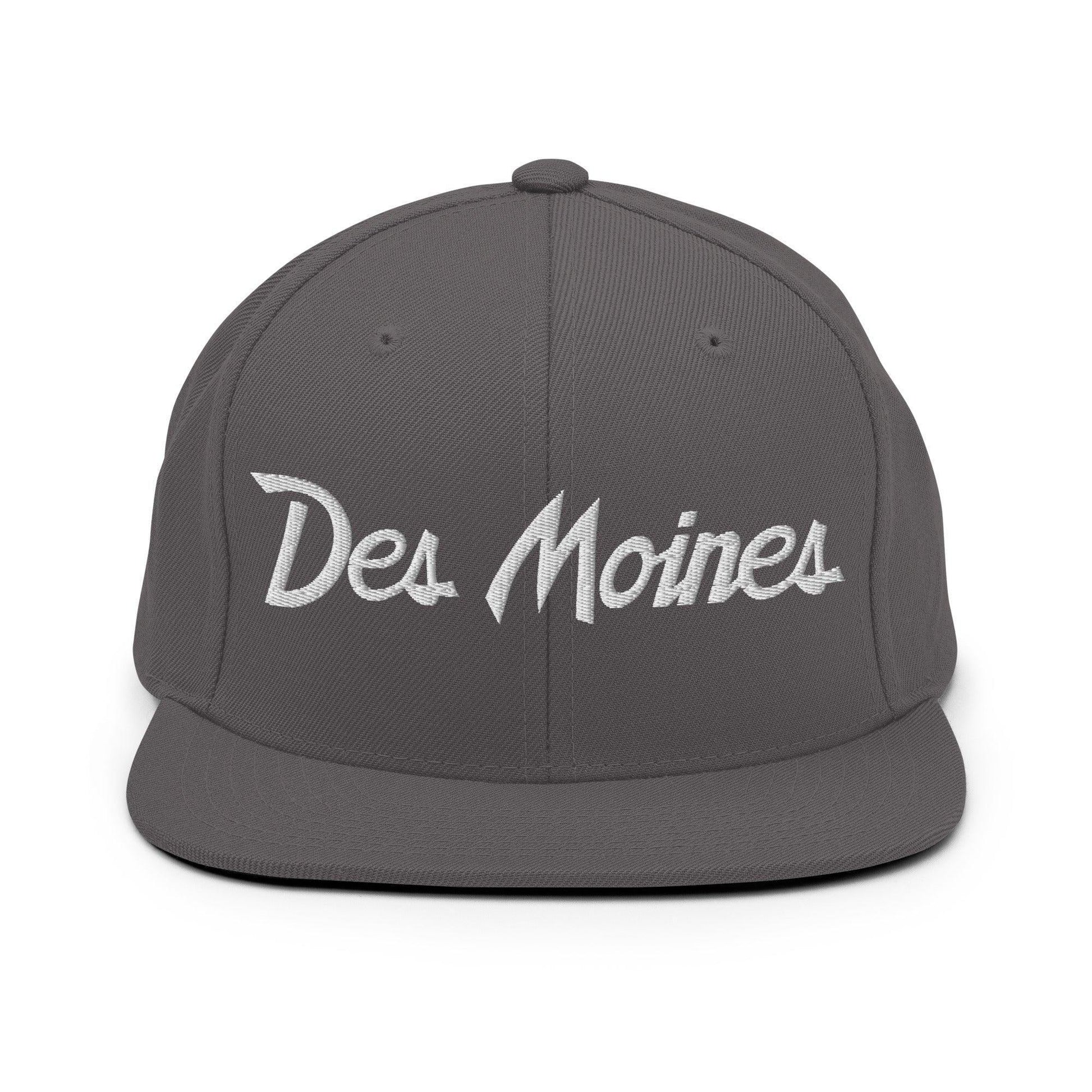 Des Moines Script Snapback Hat Dark Grey