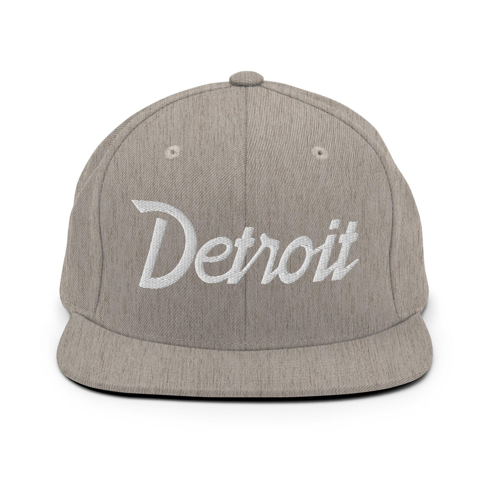 Detroit Script Snapback Hat Heather Grey