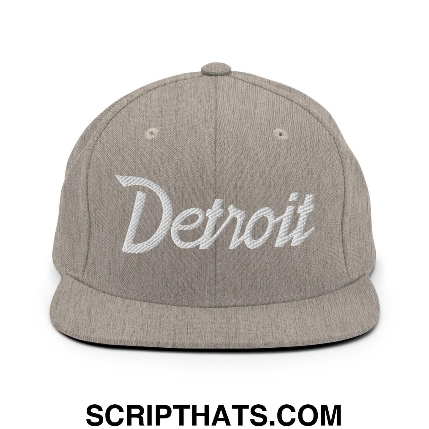 Detroit Script Snapback Hat Heather Grey