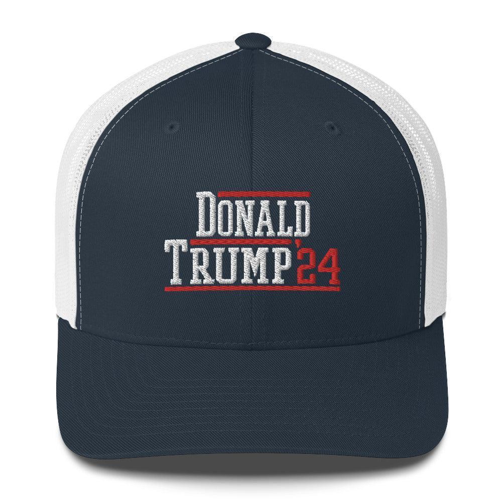 Donald Trump 2024 Snapback Trucker Hat Navy/ White