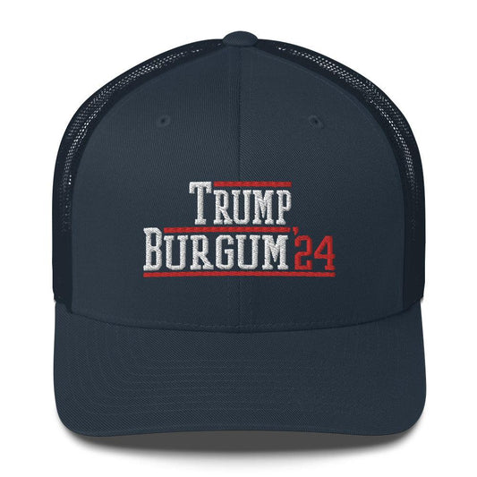 Donald Trump Doug Burgum 2024 Snapback Trucker Hat Navy